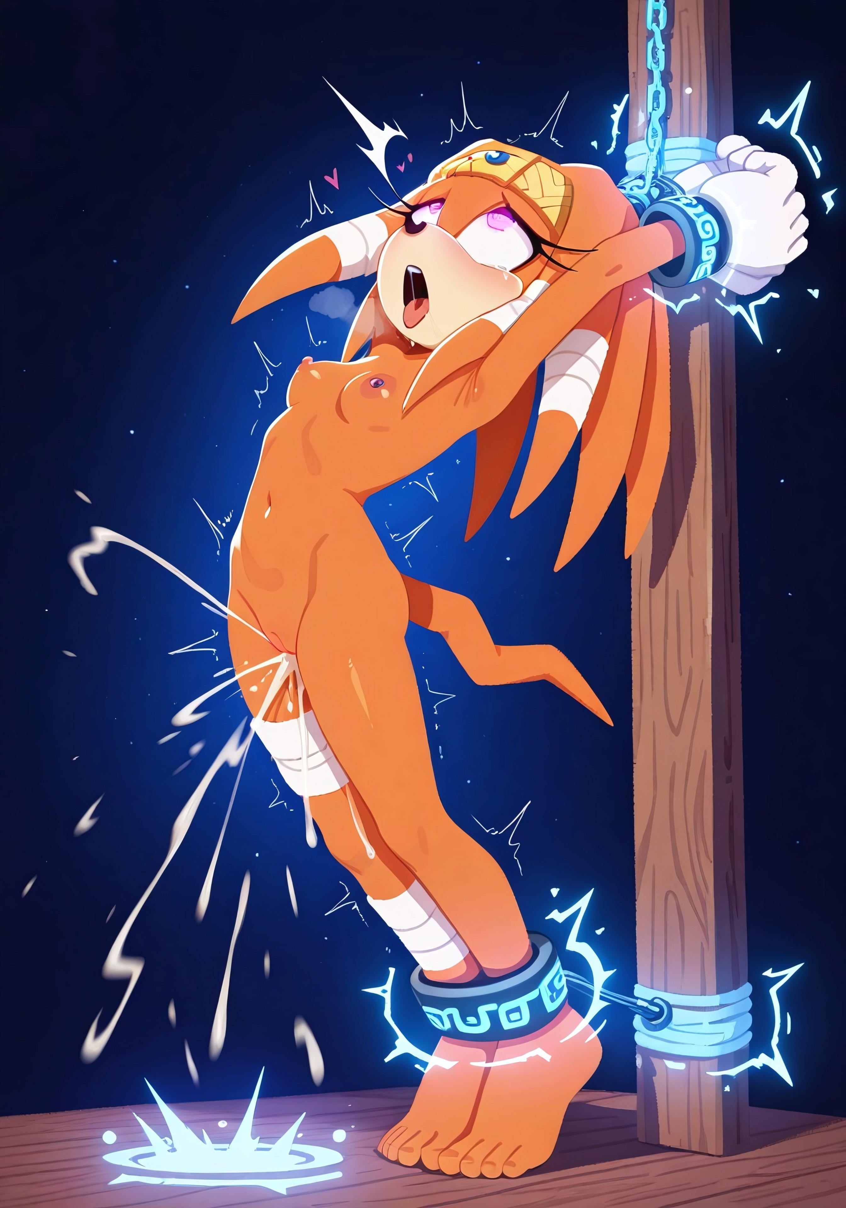 ahe gao, ai generated, arched back, cum, cumming, endless orgasm, feet, female, forced orgasm, glowing eyes, hypnosis, magic, magic circle, magical stimulation, mind control, moaning, multiple orgasms, pink eyes, pussy, pussy ejaculation, sonic (series), sonic the hedgehog (series), standing, tikal the echidna