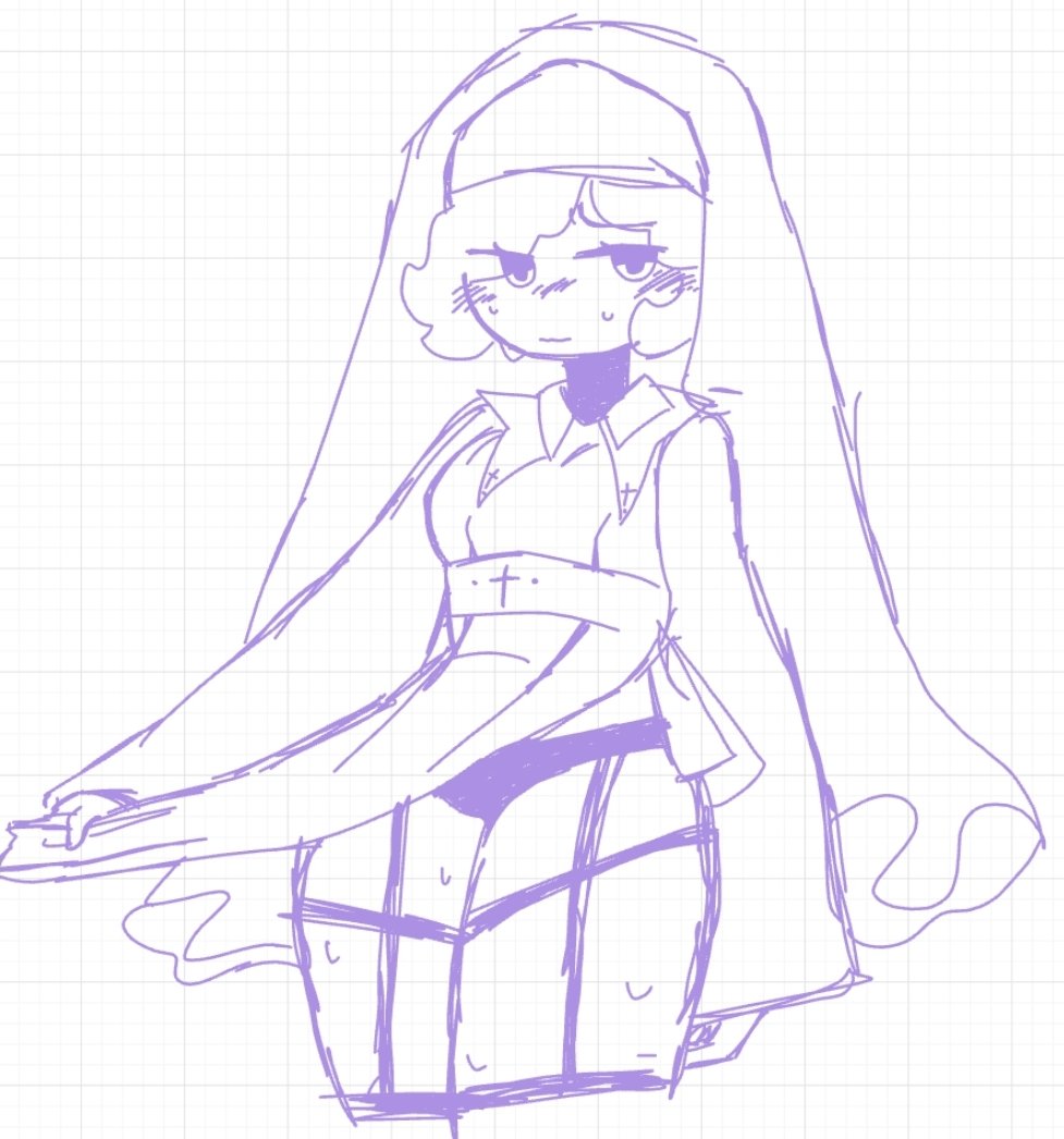 blush female monochrome nun p_treebloom pantyhose revealing_clothes thick_thighs