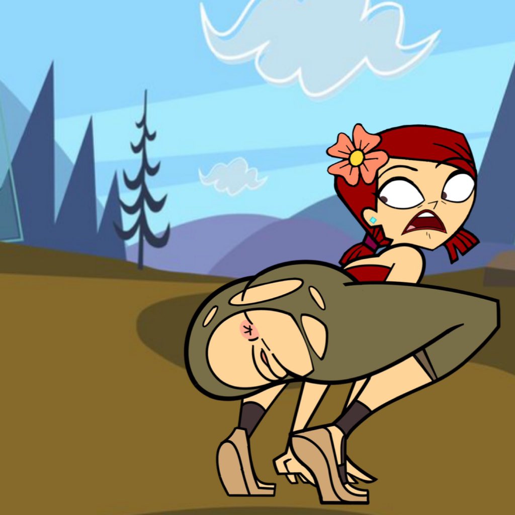 2d artist_request ass australian_cattle_dog bubble_butt capri_pants crotchless earrings female female_focus female_only flower_in_hair long_hair looking_back pussy red_hair sandals squatting tagme total_drama:_revenge_of_the_island total_drama_(series) total_drama_island vagina wardrobe_malfunction wide_hips zoey_(tdi)