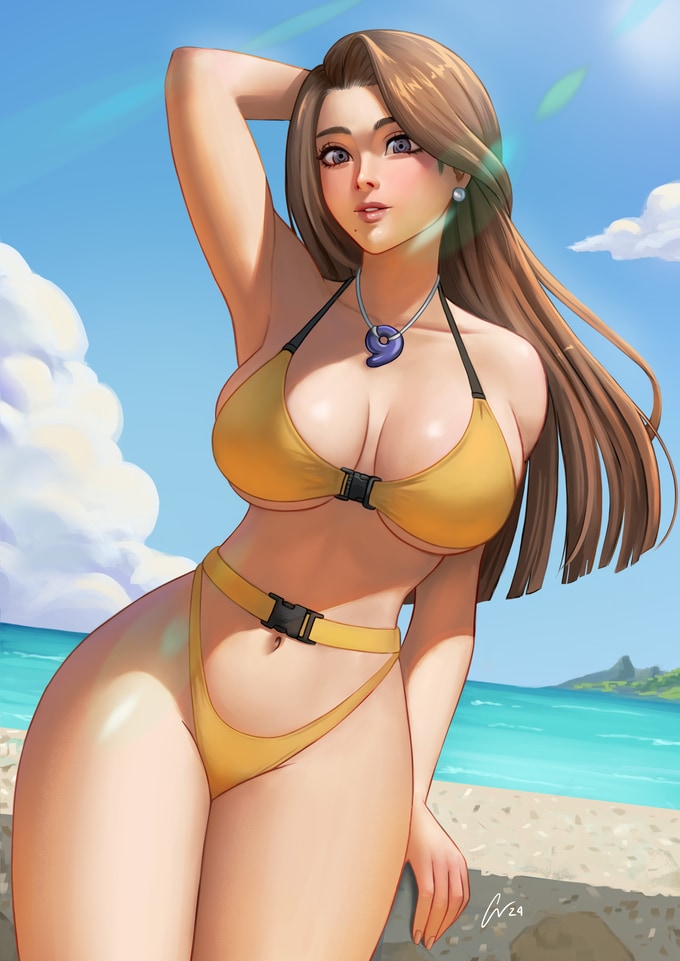 beach bikini brown_hair geravass gyakuten_saiban magatama mia_fey