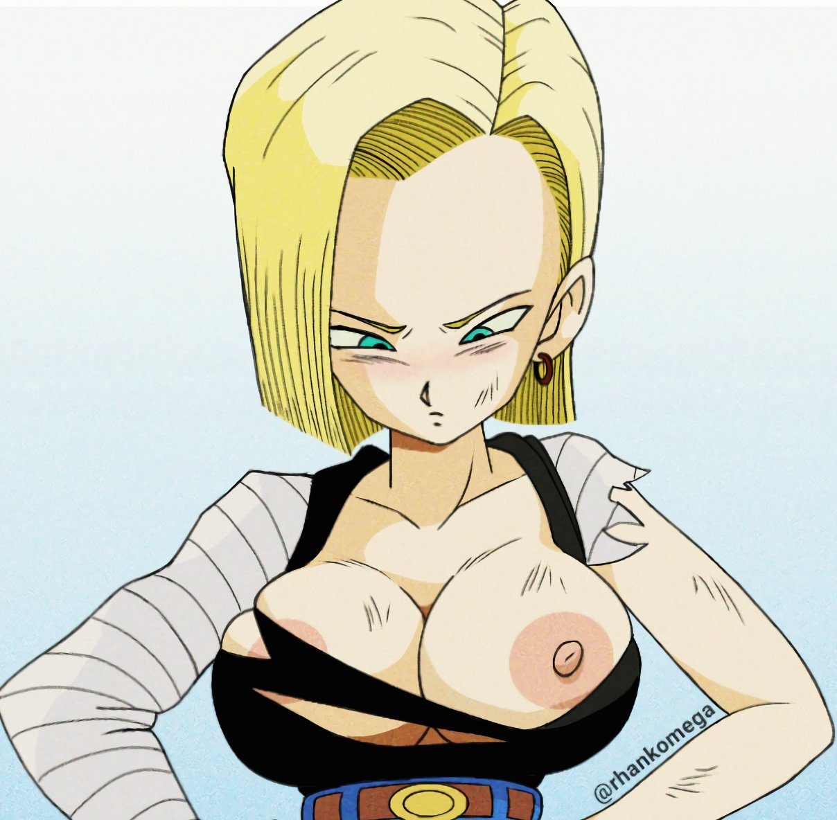 android 18, big breasts, breasts, dragon ball, dragon ball z, female, rhanko