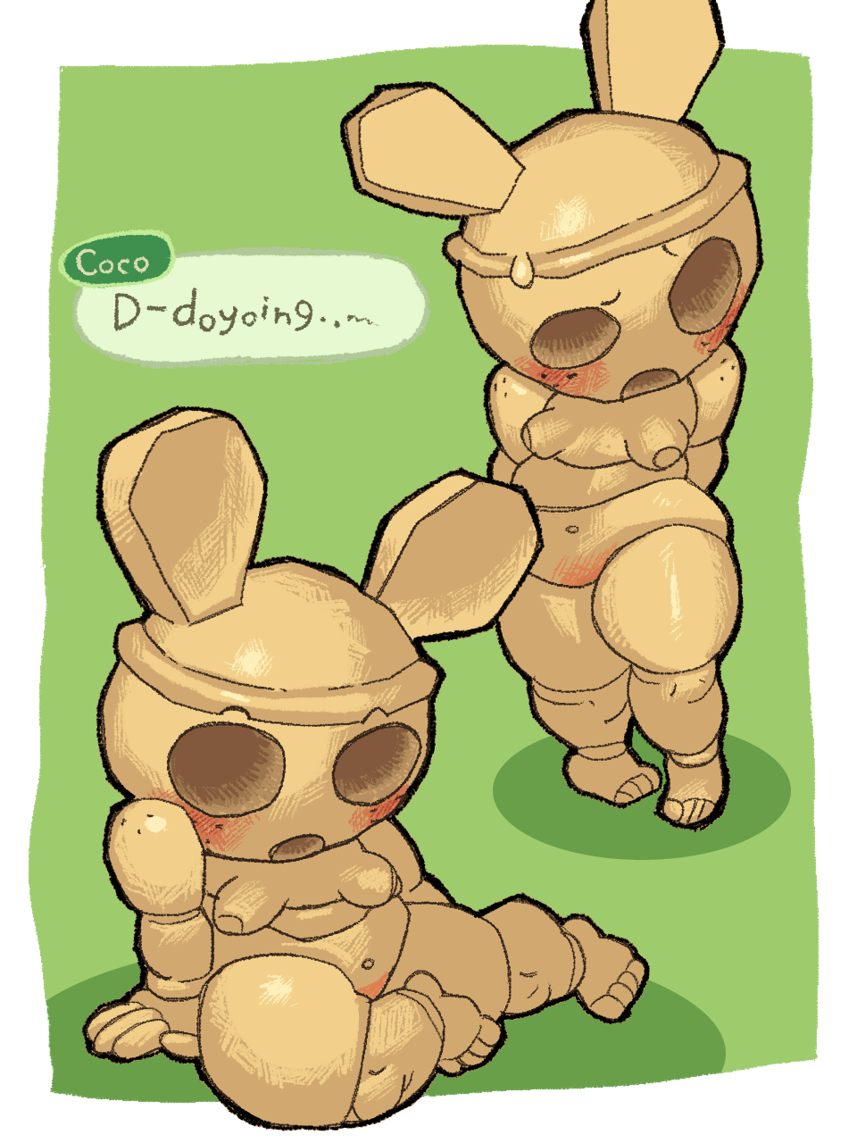 animal_crossing coco_(animal_crossing) doll female haniwa_(statue) nude rabbit shortstack small_breasts