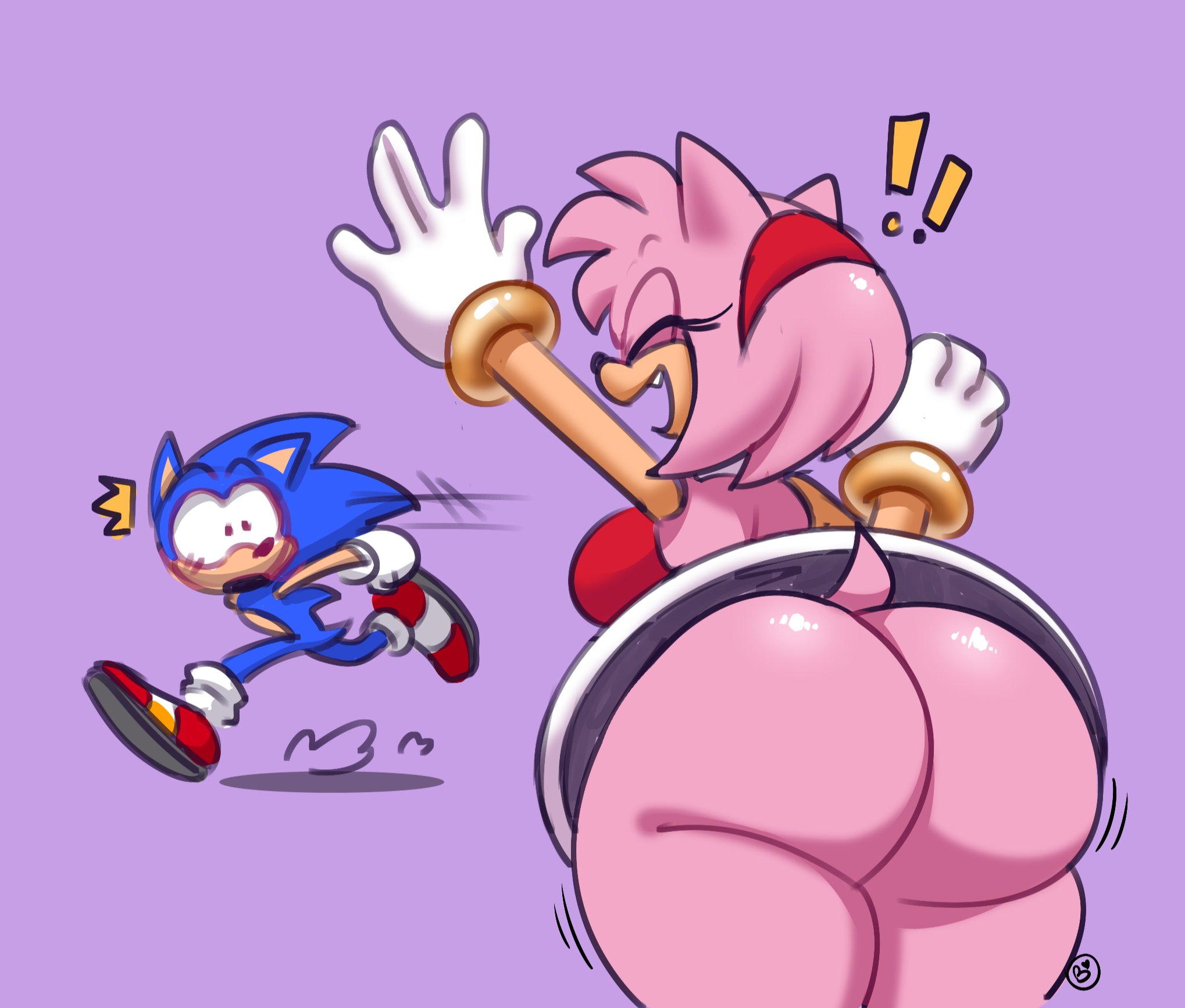 1boy, 1girls, amy rose, anthro, anthro female, anthro male, anthro only, ass, ass focus, ass out, big ass, big breasts, big butt, blue fur, blush, bottom heavy, bottomless, bottomless female, bubble ass, bubble butt, busty, curvy, curvy female, curvy figure, dress, duo, eulipotyphlan, fat ass, female, female focus, fur, gloves, green eyes, happy, hedgehog, huge ass, huge butt, large ass, large butt, male, mammal, massive ass, miobadders, pink fur, red dress, running, sega, shoes, skirt up, sonic (series), sonic the hedgehog, sonic the hedgehog (series), tail, thick ass, waving, wholesome, wide hips