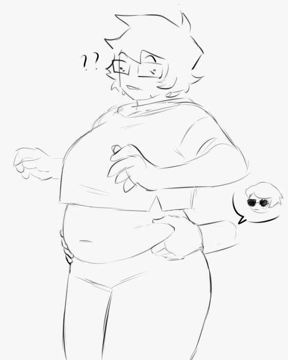 1boy 1girls 2024 ? belly belly_button chubby chubby_female dave_strider flustered glasses grabbing grabbing_from_behind grabbing_hips hi_res homestuck ilovedoggirls june_egbert short_hair trans_woman transfem