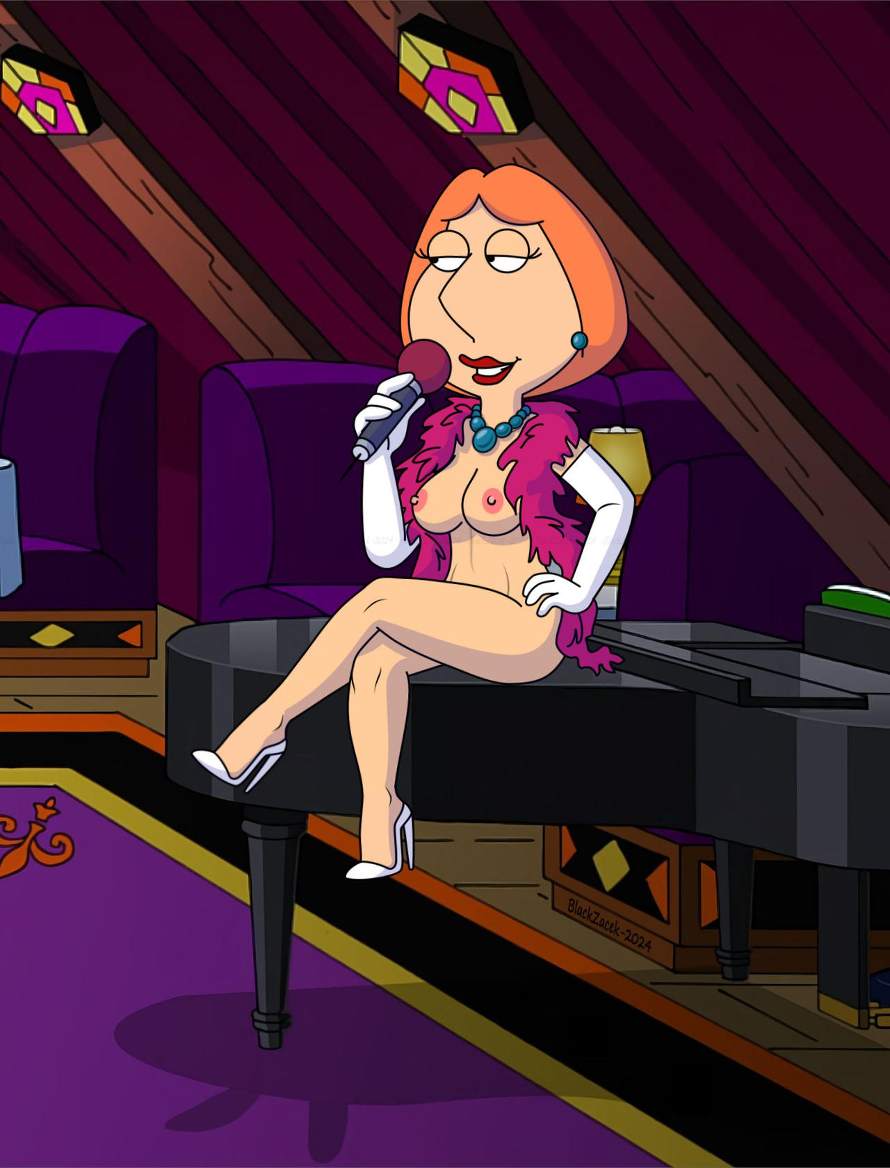 1girls blackzacek family_guy female female_focus female_only light-skinned_female light_skin lois_griffin milf nude_female older_female singing solo solo_female solo_focus