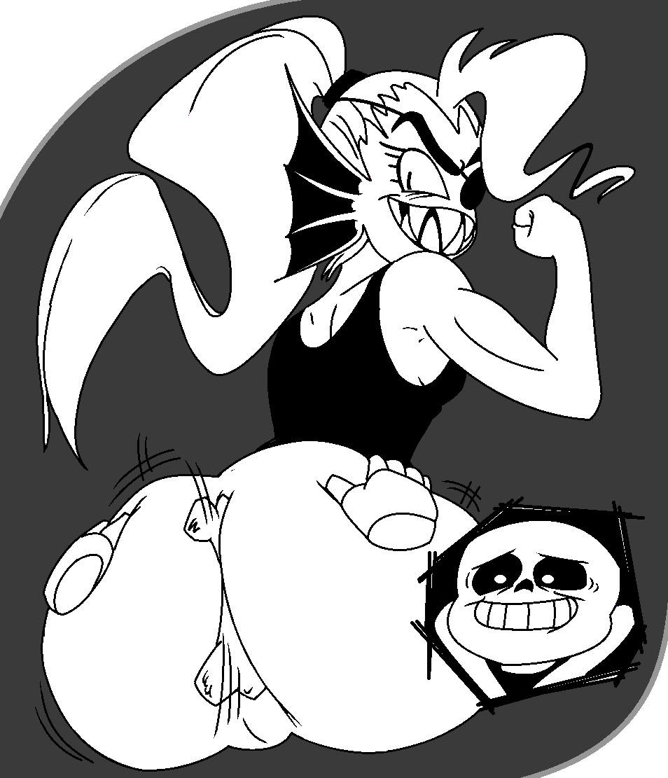 anthro ass big_butt bone buttjob covered_buttjob deltarune dry_humping duo female fish male male/female marine ninoeros sans skeleton snailbail22 straight tobyfox undertale undertale_(series) undyne video_games wide_hips