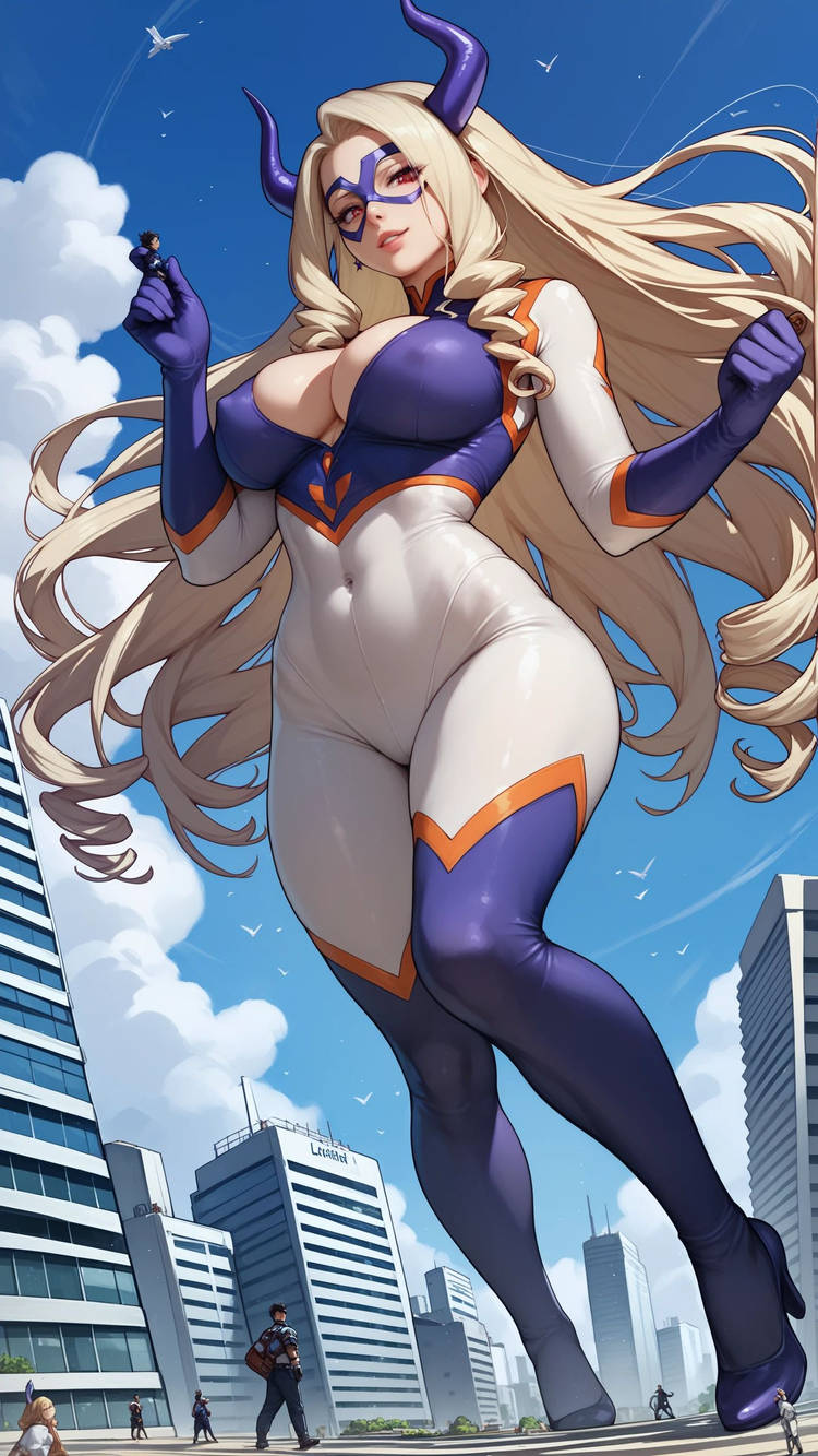 ai_generated big_breats bodysuit curvy_female huge_body mount_lady mt_lady_boku_no_hero_academia my_hero_academia superheroine thick_thighs waifulickerr