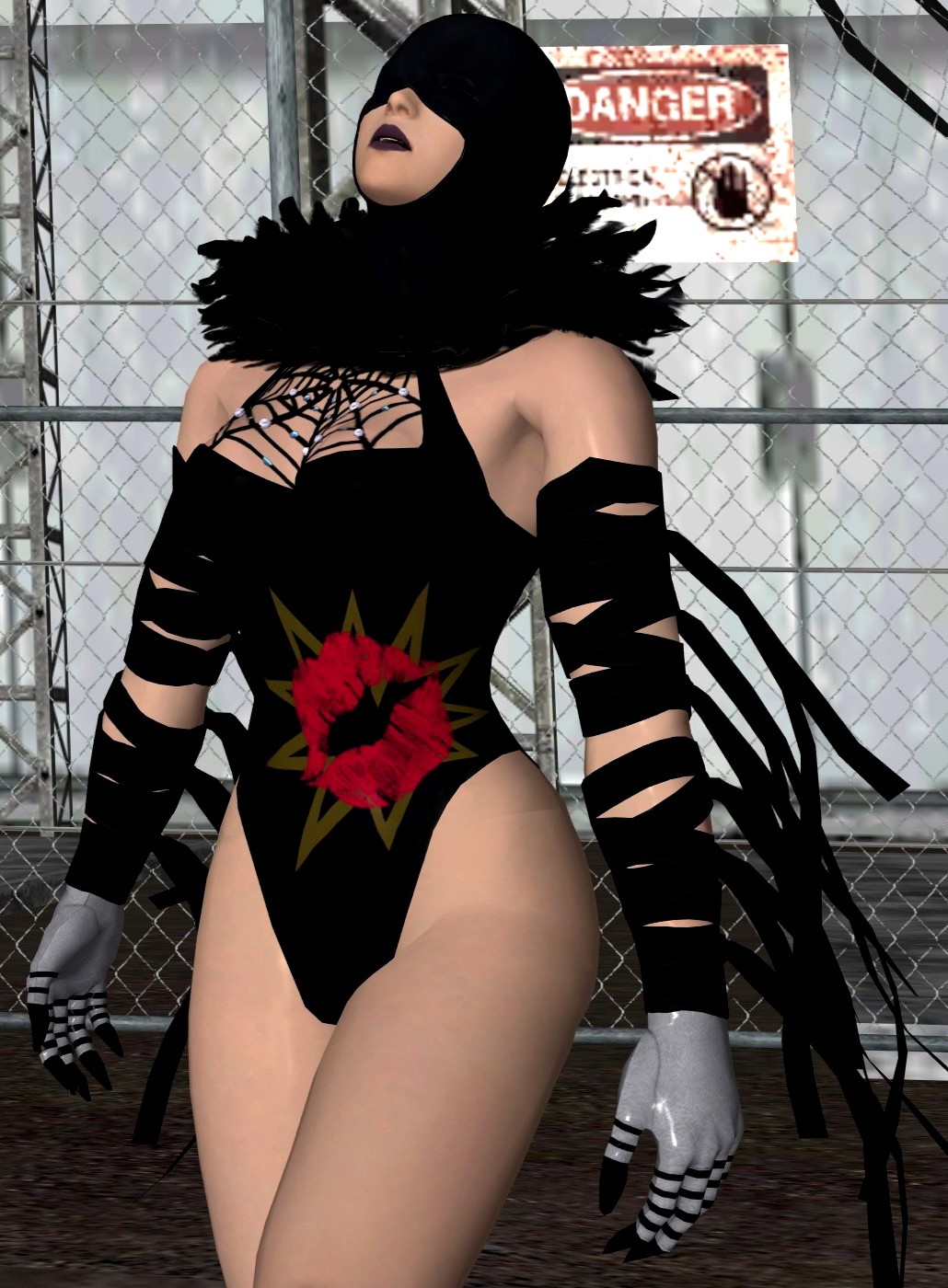 1girls 3d bitterglassofboba black_leotard blindfold female jaycee leotard solo tekken xnalara