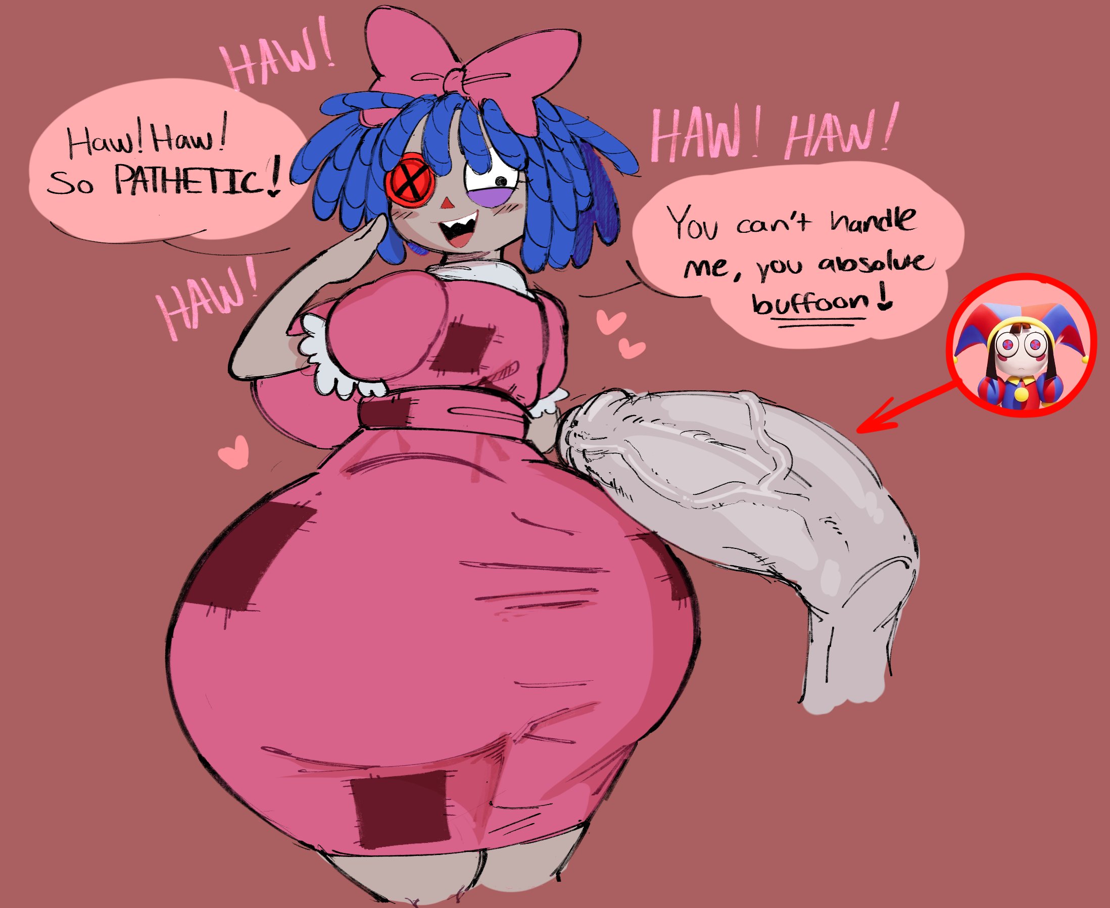 1futa, 1girls, 2d, 2d (artwork), 2d artwork, ass, big ass, big butt, big cock, big dick, big hips, big penis, big thighs, cock, cofficremer, color, colored, dick, duo, evil ragatha, evil ragatha (the amazing digital circus), female, female focus, foreskin, futa with female, futanari, huge ass, huge butt, huge cock, huge dick, huge hips, huge penis, huge thighs, intersex, looking back, offscreen character, offscreen futa, penis, pomni (the amazing digital circus), speech, speech bubble, speech bubbles, tagme, teasing, text, text bubble, the amazing digital circus, thick, thick ass, thick butt, thick cock, thick dick, thick hips, thick legs, thick penis, thick thighs, uncircumcised, veiny, veiny cock, veiny dick, veiny penis, wide ass, wide butt, wide hips, wide thighs
