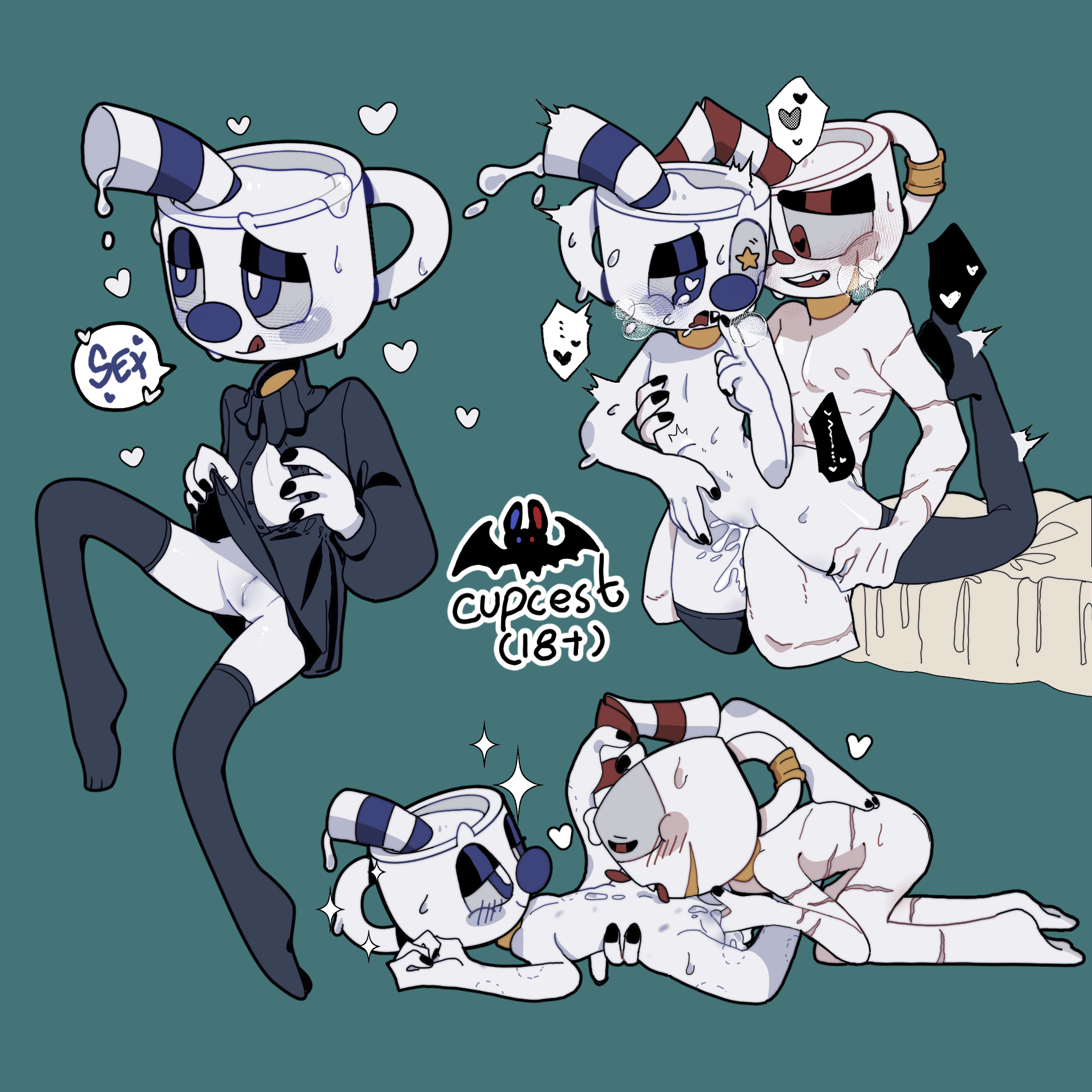 Cuphead and mugman rule 34
