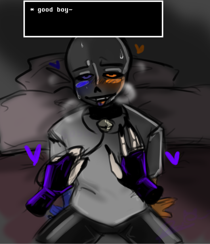 bed bedroom blush clothes collar dialogue dialogue_box dominant_female domination ectobody leash new_breath_sans sans sans_au slave submissive submissive_male sweat sweat_body undertale undertale_au