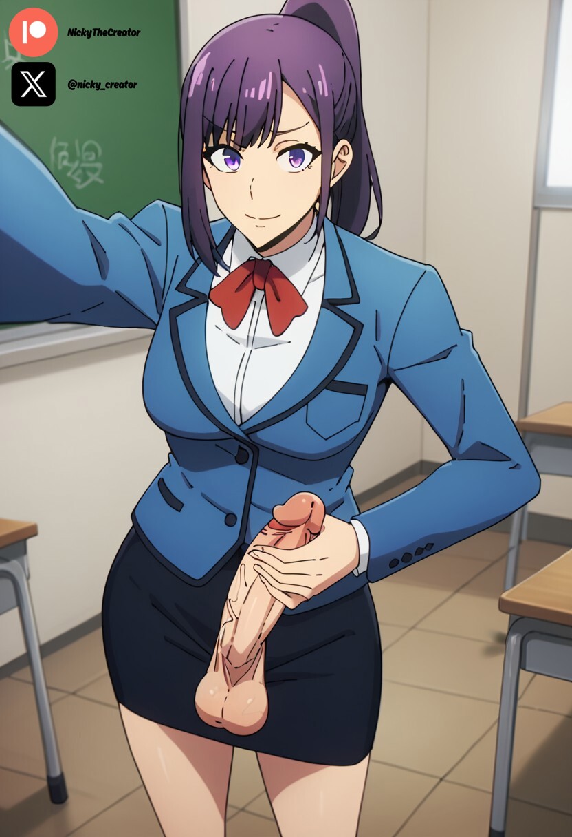 1futa ai_generated breasts cock colored dick futa_only futanari futanari futanari/female light_skin light_skinned_futanari long_hair nickythecreator penis ponytail school_uniform sexy sexy_body sexy_pose testicles veiny_penis violet_eyes violet_hair