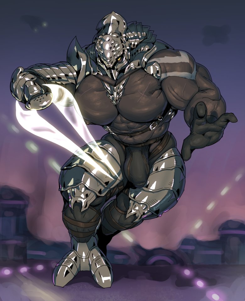 3_fingers abs alien anthro arbiter_(halo) armor big_pecs bulge energy_sword fingers flaccid genital_outline genitals halo_(series) looking_at_viewer male male_only male_sangheili_(halo) melee_weapon microsoft muscular muscular_anthro muscular_male navel nipple_piercing nipples pantheradraws pecs penis penis_outline piercing sangheili solo standing sword sxfpantera unconvincing_armor video_games weapon xbox_game_studios