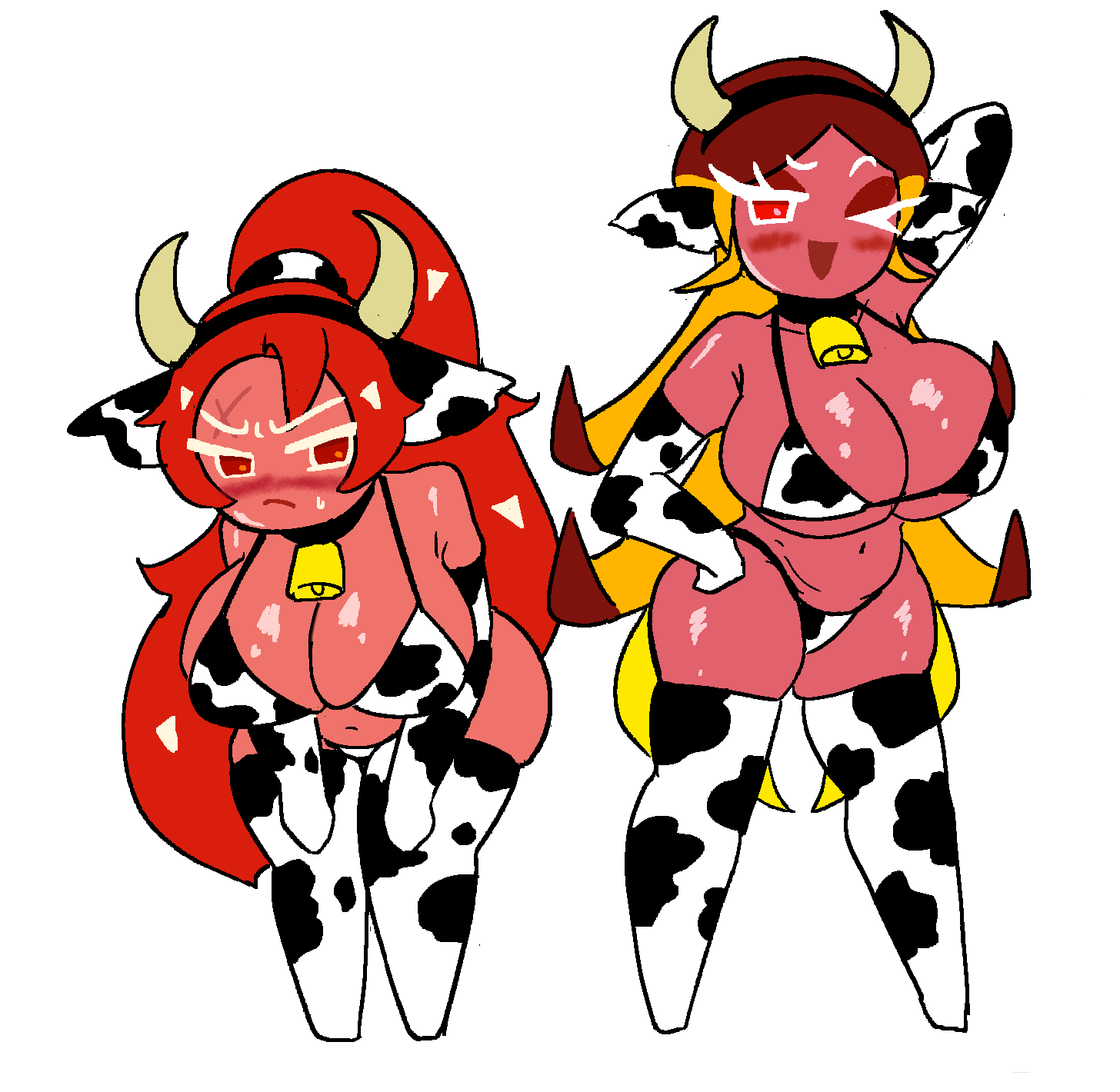 2girls centipede_cookie chili_pepper_cookie cookie_run cookie_run_kingdom cookie_run_ovenbreak cow_print dracoarcto female