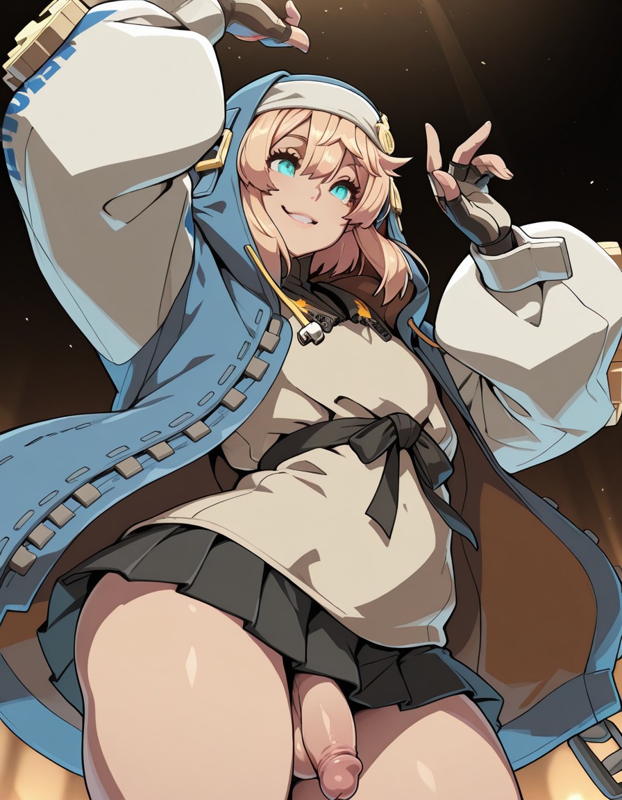 ai_generated ass blonde_hair boy bridget crossdressing cute dick dickgirl fighting flaccid flaccid_cock flaccid_penis guilty_gear guilty_gear_strive penis shorts skirt smile tight_clothing video_games