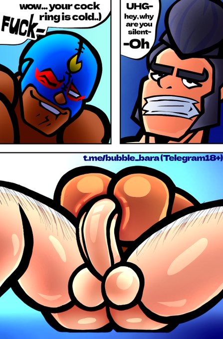 bara, boner, brawl stars, bubble bara, bull (brawl stars), el primo (brawl stars), erection, gay, male, male only, nude, tied up, yaoi