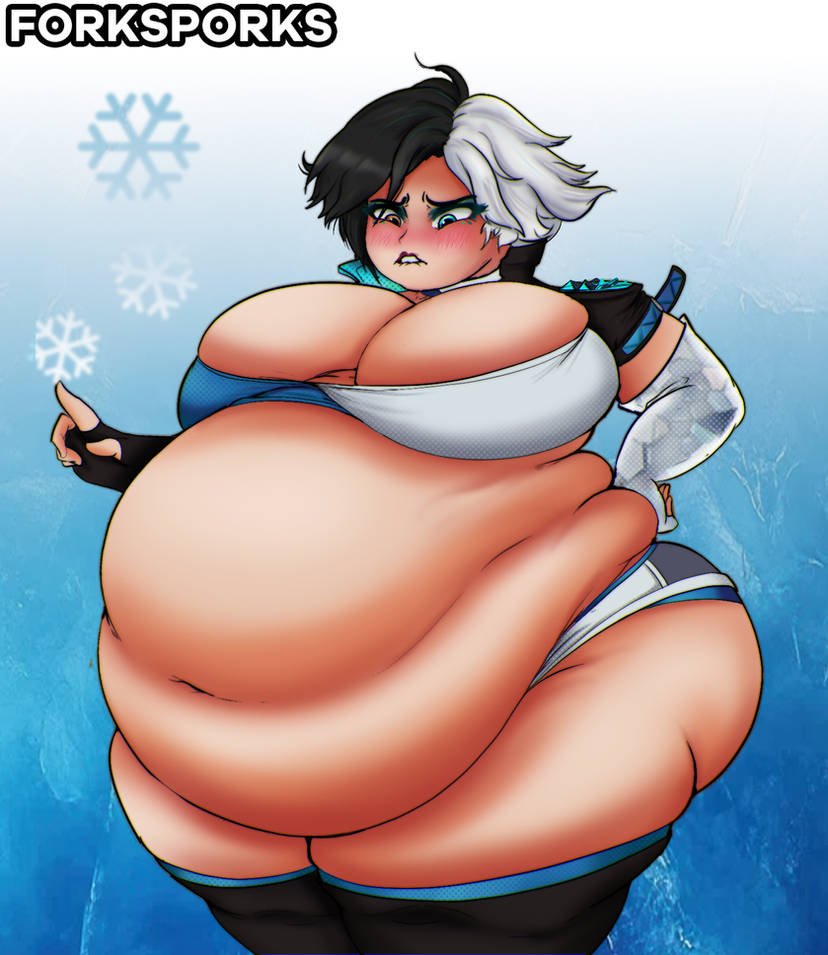 2d bbw belly_button belly_overhang big_belly fat fat_female fat_fetish fat_rolls forksporks fully_clothed love_handles luna_snow luna_snow_(marvel_rivals) marvel marvel_rivals ssbbw weight_gain