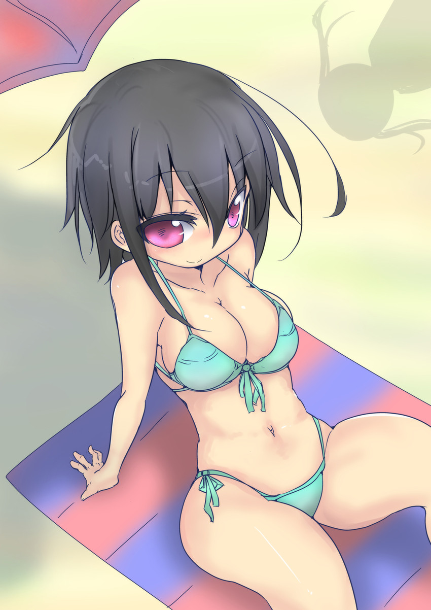 1girls beach big_breasts black_hair breasts komori-san_wa_kotowarenai! komori_shuri