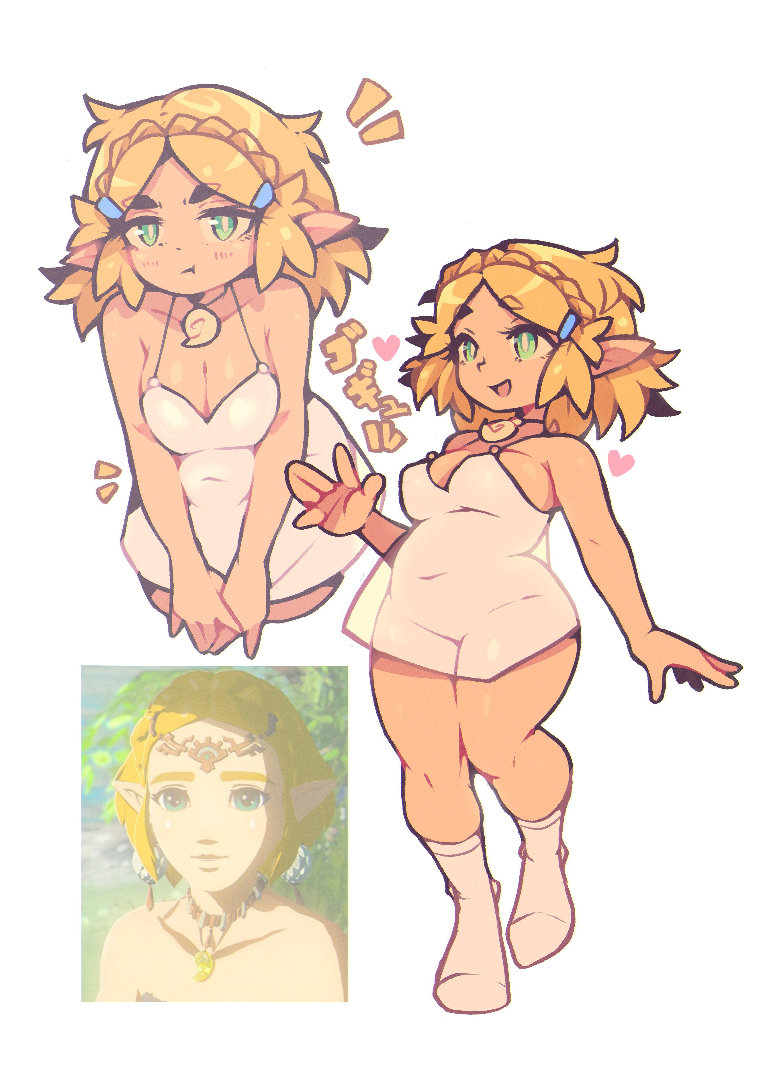 chubby female, dress, female, light skin, light-skinned female, nintendo, poorsdraws, princess zelda, tears of the kingdom, the legend of zelda, transparent clothing, zelda (tears of the kingdom)