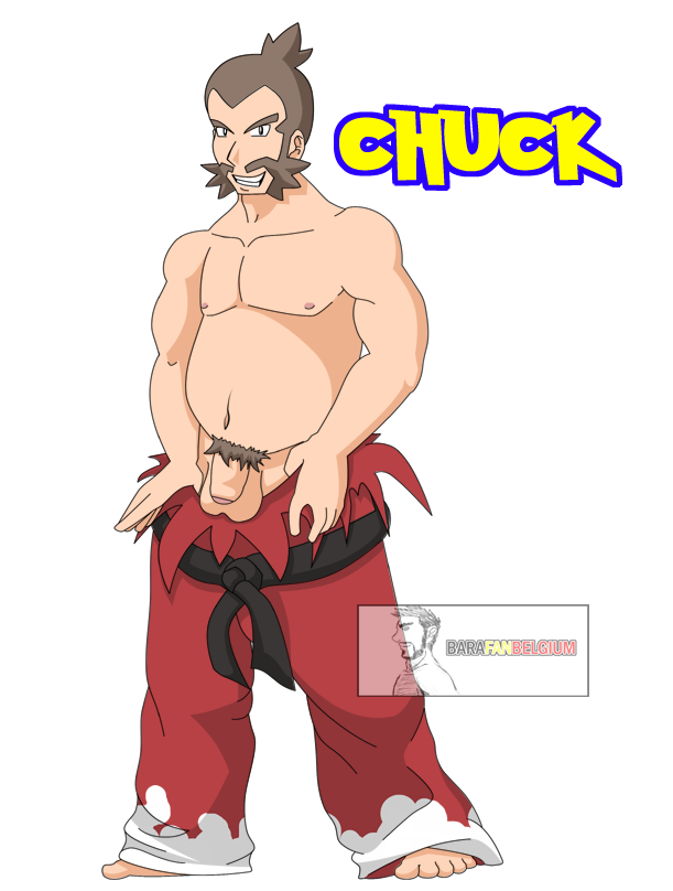 bara barefoot character_name chuck_(pokemon) color facial_hair front_view hair male male_only moustache nintendo penis pokemon pubic_hair short_hair solo standing tagme topless