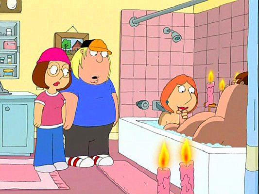 bad_parenting bathroom chris_griffin family_guy female human husband_and_wife lois_griffin male meg_griffin mole peter_griffin straight