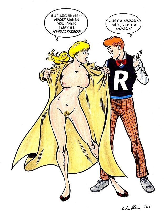 1boy 1girls 2000 adam_walters archie_andrews archie_comics betty_cooper breasts coat exhibitionism female human human_only hypnosis light-skinned_female light-skinned_male light_skin male mind_control nude pussy robe straight stripping tebra unaware unaware_exhibitionist unaware_hypnosis unshaved_pussy