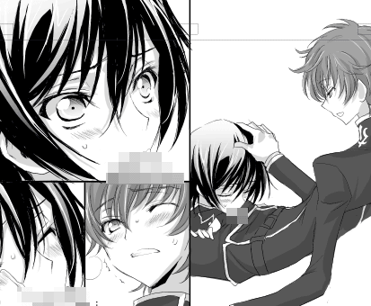 2boys blowjob blush censored code_geass cum femboy gay girly lelouch_lamperouge male male_only multiple_boys oral school_uniform schoolboy sitting suzaku_kururugi uniform yaoi