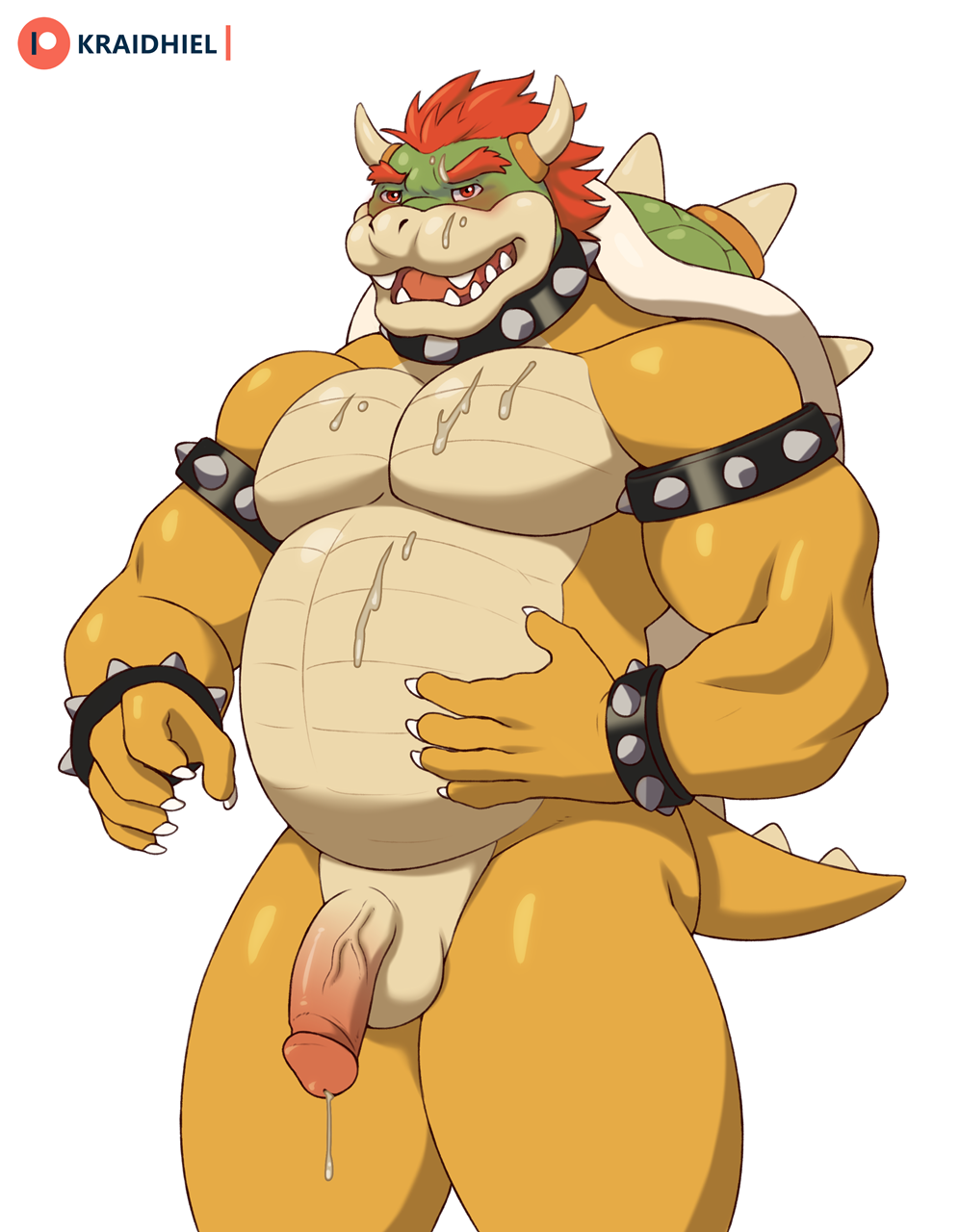 anthro bodily_fluids bowser bowser_day cum genital_fluids genitals hi_res koopa kraidhiel male male_focus male_only mario_(series) muscular nintendo overweight penis scalie solo solo_male video_games