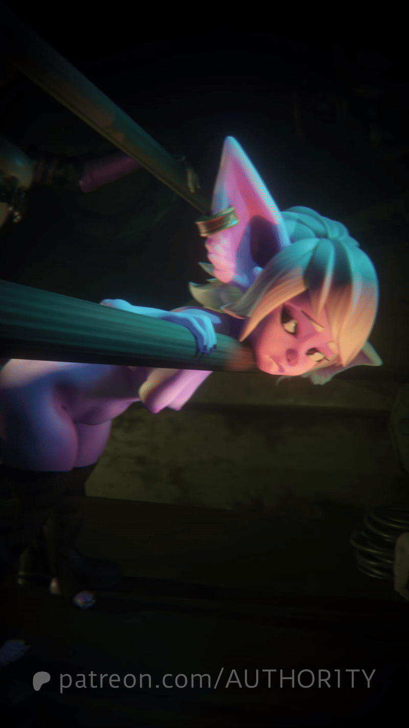 anal, animated, author1ty, forced, futa on female, futanari, huge cock, jinx (league of legends), league of legends, size difference, stomach bulge, tristana, yordle