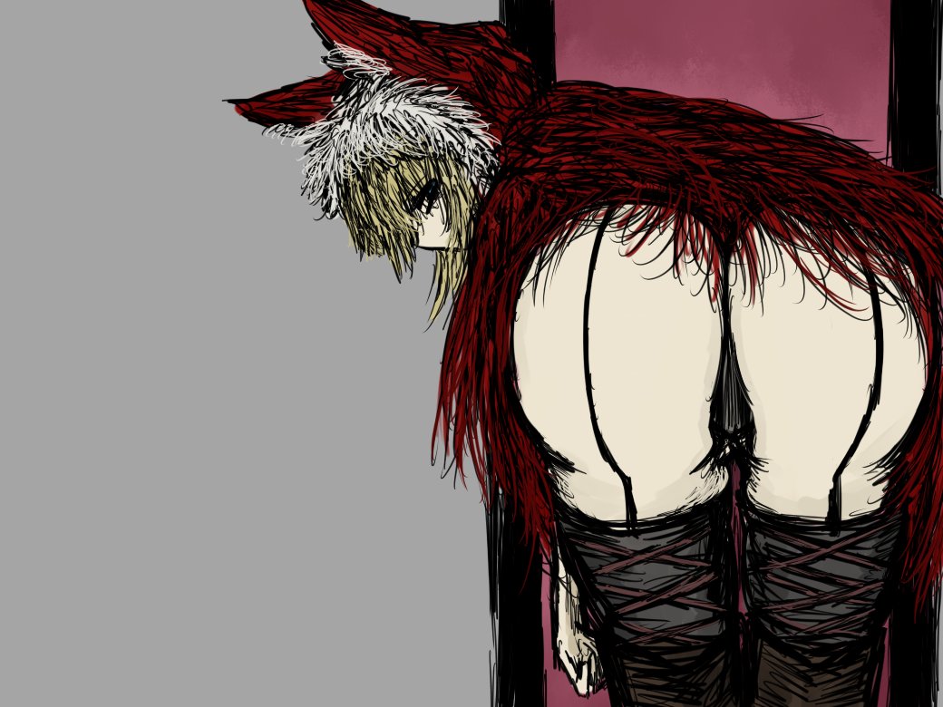 black souls, black souls 2, blonde hair, bored, dead red hood, garter straps, lingerie, presenting, presenting ass, red clothing, red hood (black souls), sushi yuusha toro, tagme, underwear