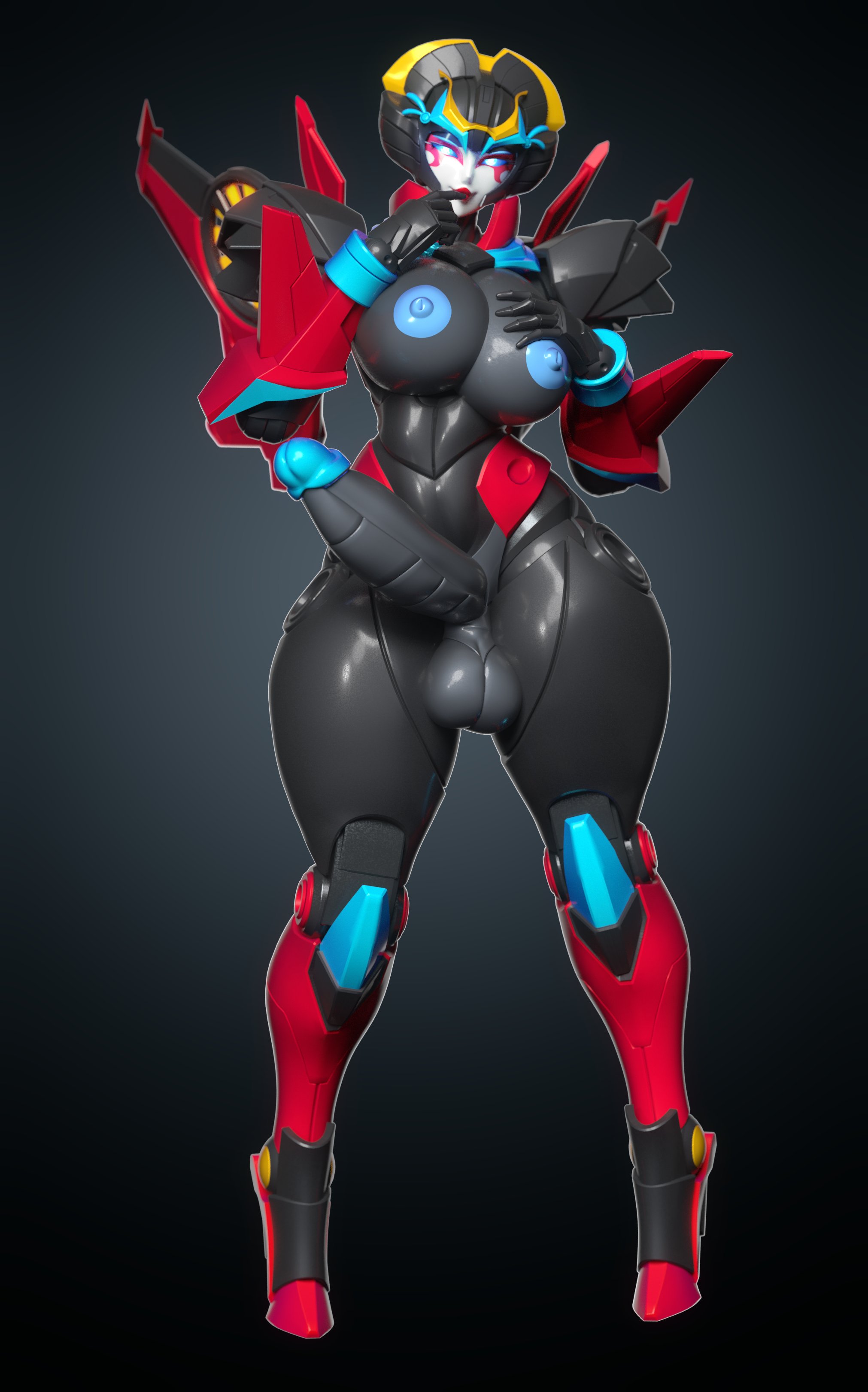 1girls, 3d, big breasts, big penis, breasts, dickgirl, female, futanari, intersex, looking at viewer, penis, robot, robot girl, robot humanoid, transformers, trawert, windblade, windblade (trawert)