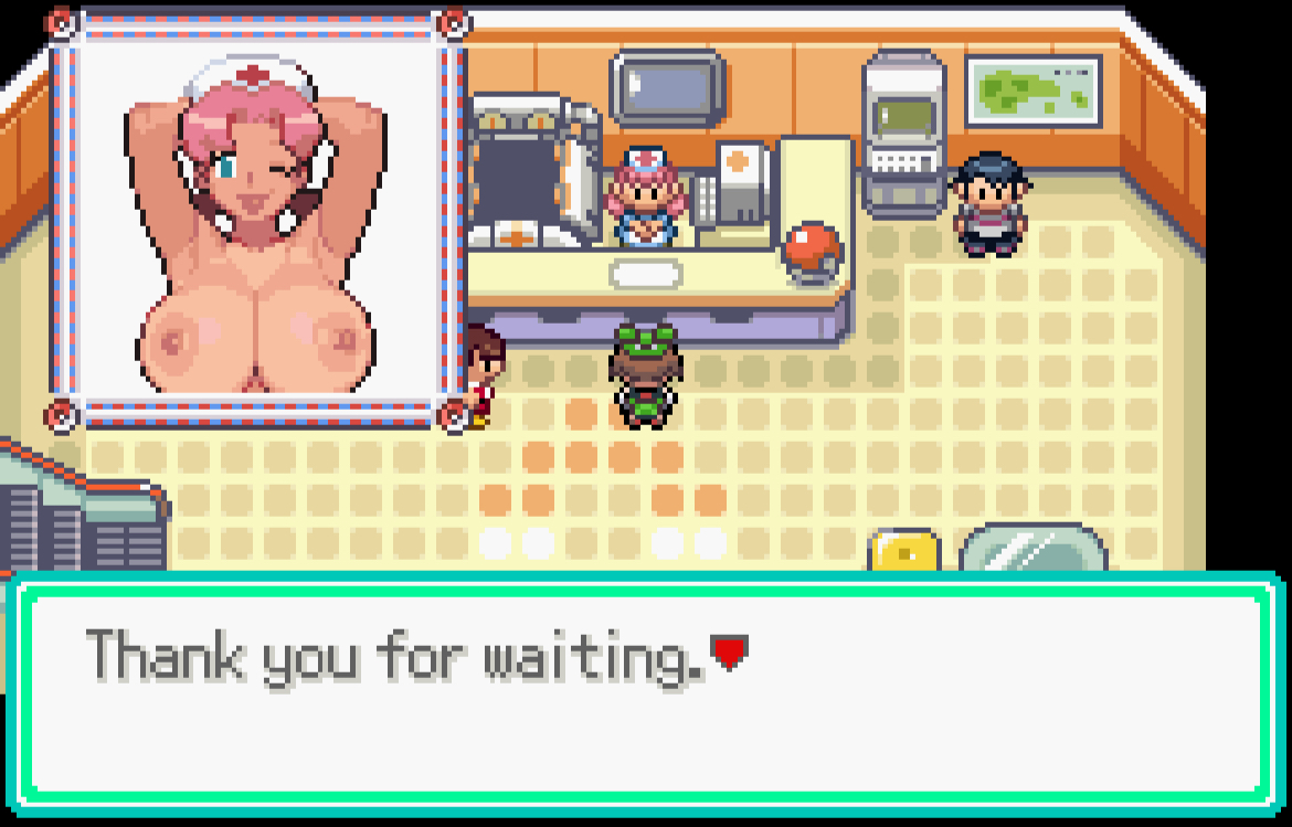 anthroemerald, armpit fetish, armpits, breasts, female, female only, hands behind head, huge breasts, may (pokemon), mod, nude, nurse, nurse cap, nurse joy, pixel art, pokemon, pokemon anthro emerald, pokemon rse, presenting breasts, public, public nudity, tagme, tongue out, wink, winking at viewer