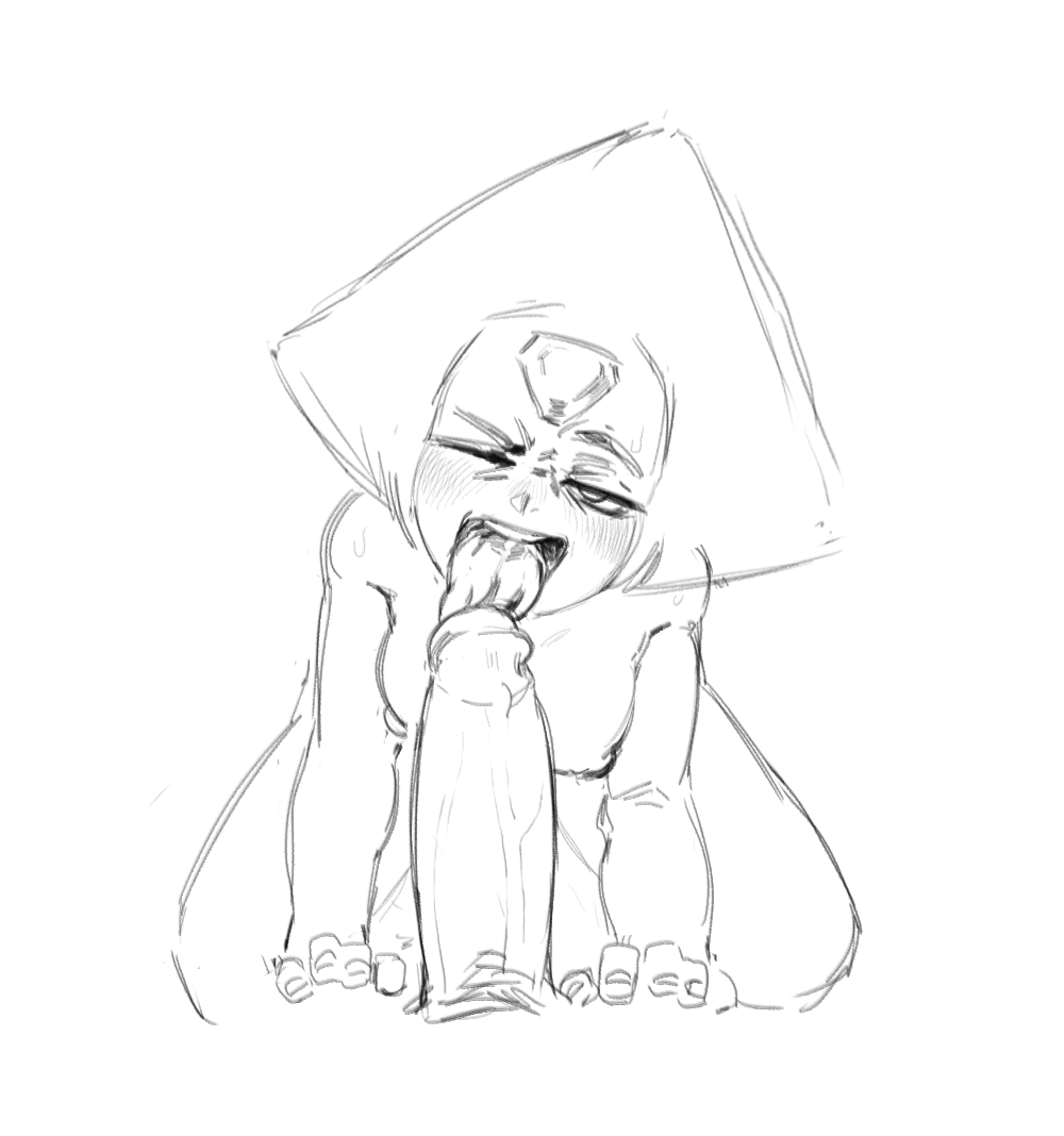 alien, alien girl, alien humanoid, blowjob, eddrawsstuff, female, gem (species), licking, licking penis, looking at viewer, male, penis, peridot (steven universe), pov, steven universe