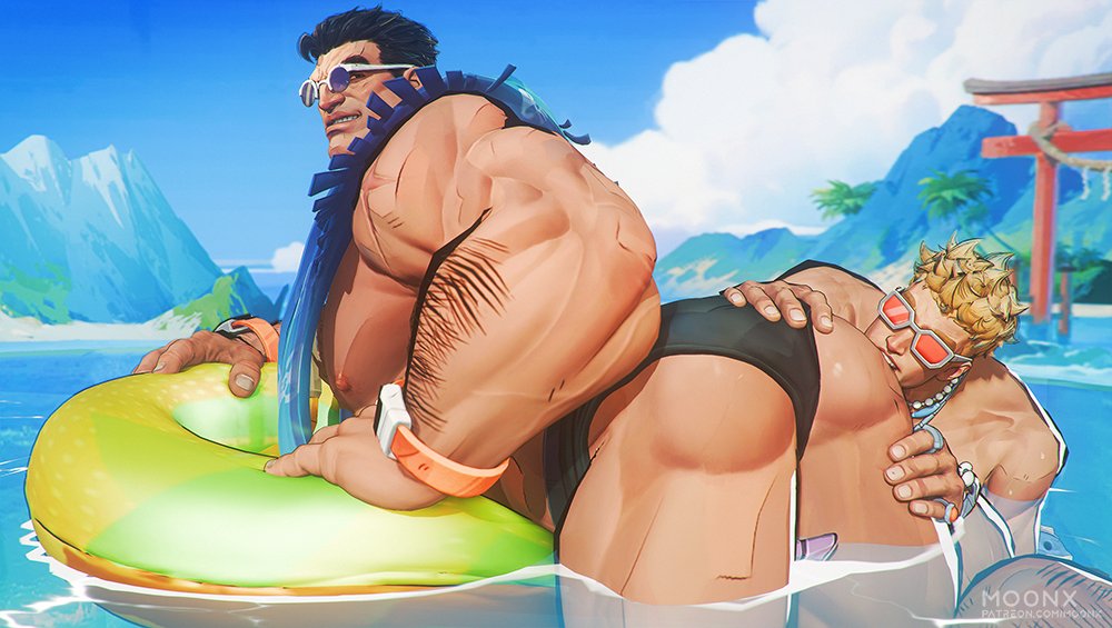 2boys, 3d, ass, ass focus, ass grab, bara, beach, big ass, big ass (male), big butt, big butt (male), big sub small dom, biting, biting ass, black hair, black-haired male, blonde hair, blonde-haired male, bubble ass, bubble butt, butt grab, fantastic four, gay, glasses, hairy arms, hairy male, hi res, high resolution, highres, human torch, human torch (marvel rivals), human torch (sunny sizzler), johnny storm, light skin, light-skinned male, looking at viewer, looking back, male, marvel, marvel comics, marvel rivals, mo0nx, muscular, muscular male, muscular thighs, nipples, partially clothed, partially nude, pecs, pink nipples, punisher (aqua arsenal), punisher (francis castle), punisher (marvel comics), punisher (marvel rivals), size difference, smile, smiling, speedo, sunglasses, swimsuit, thick ass, thick butt, thick legs, thick thighs, thong, thong bikini, underwear, video games, yaoi