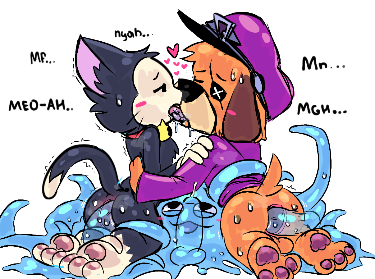 anal, anthro, anus, ass, blush, brawl stars, colonel ruffs, colonel ruffs (brawl stars), gay, heart, kissing, kit (brawl stars), male/male, no humans, rape, rich trueman, ruffs, saliva, saliva on tongue, squeak (brawl stars), steam, sweat, tentacle, tentacle on male, tentacle rape, tentacle sex