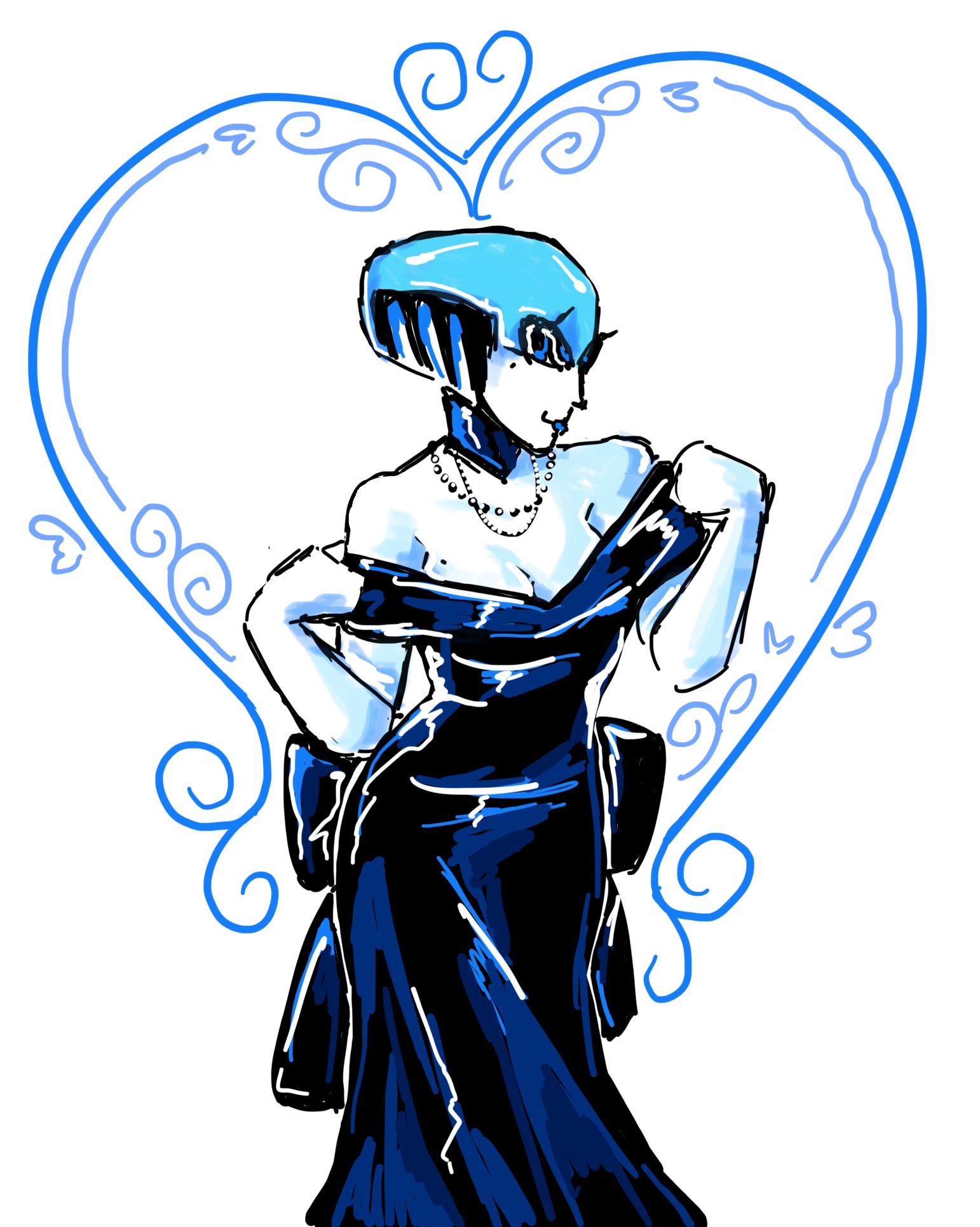 artist request, black dress, deltarune, deltarune chapter 2, digital media (artwork), dress, female, female only, humanoid, queen (deltarune), robot, robot girl, sugarlover1225, suggestive, suggestive look, tatto, torso, undertale (series), visible ass, visible breath, white body
