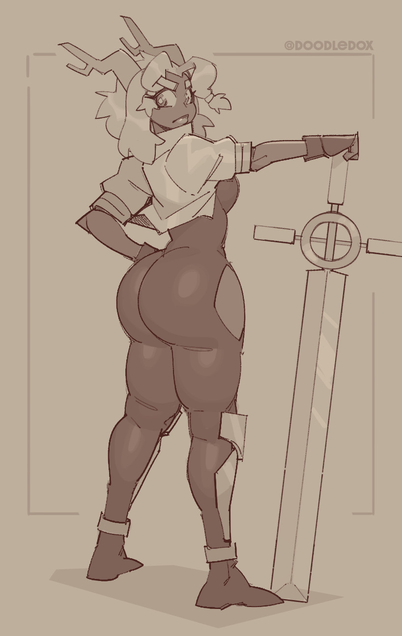 1girls, ass, big ass, bubble butt, clothed, doodledox, female, female only, humanized, pseudoregalia, sybil (pseudoregalia), tagme