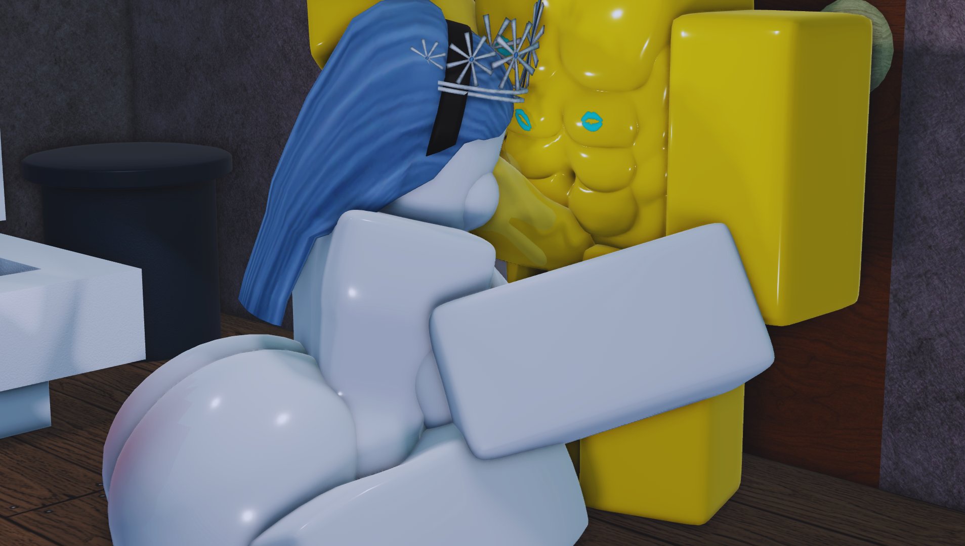 1boy, 1girls, 3d, ass, big ass, big penis, blowjob, breasts, cesoperator, dream game, eunoia, muscular, nude, on knees, oral, penis, roblox, roblox game, robloxian, source request, tagme, thighs