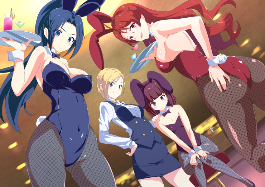 aka_ohtori akisa_higashiyama ao_ohtori bunny_ears bunny_girl bunnysuit eliza_yukifune magicami_dx waitress