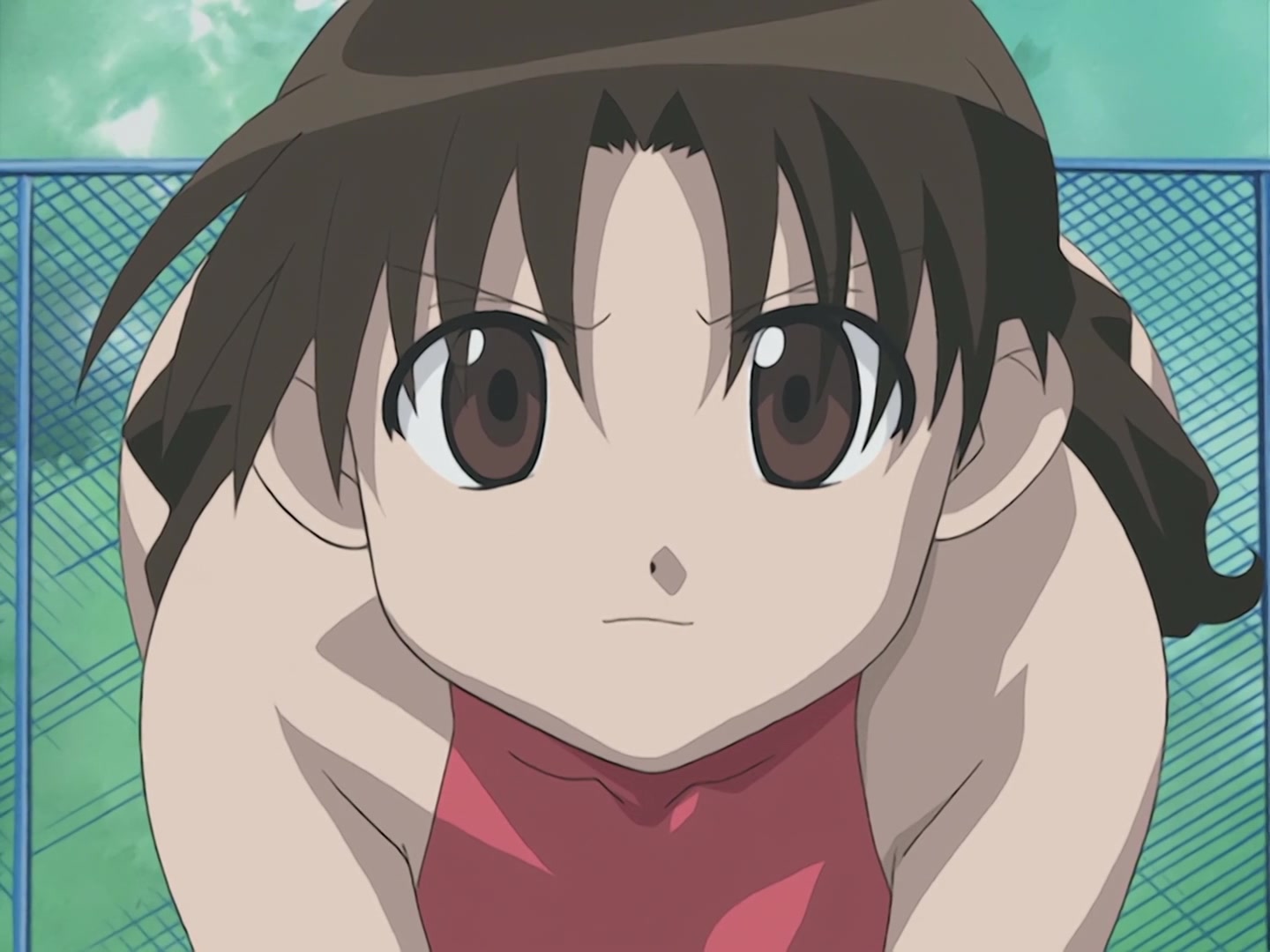 1girls, ass, azumanga daiou, bent over, big ass, determined, female, front facing with ass, front view, light skin, light-skinned female, milf, please look forward to it, pool, solo, swimsuit, teacher, thick, thick thighs, yukari tanizaki
