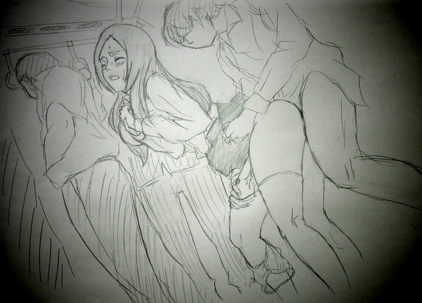 bleach, chikan, female, inoue orihime, molestation, mr trace mosha, public, sex, socks, thigh socks, thighhighs, train, white socks
