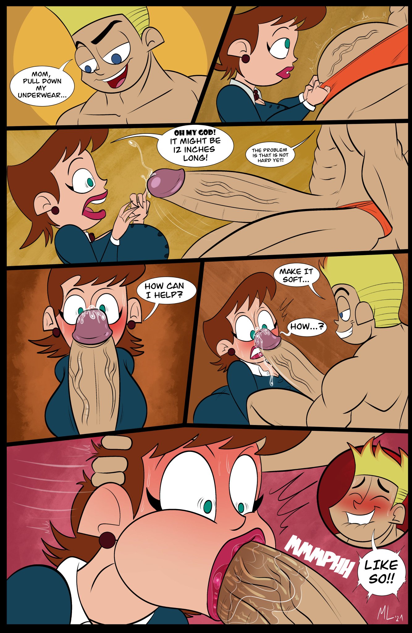 1boy, 1boy1girl, 1girl, 1girls, 1milf, 2021, ameizing lewds, ass, big ass, big breasts, big penis, bikini, blush, breasts, brown hair, bubble ass, bubble butt, cartoon network, curvy, dialogue, english text, fellatio, female, head grab, heavy blush, hips, horseface, huge ass, incest, incest rape, johnny test, johnny test (series), large penis, light skin, light-skinned female, light-skinned male, lila test, lips, lipstick, male, male/female, mature female, milf, mother, mother and son, oral rape, penis, raped female, red lipstick, shiny skin, signature, straight, thick, thick legs, thick thighs, thighs, watermark, wide hips