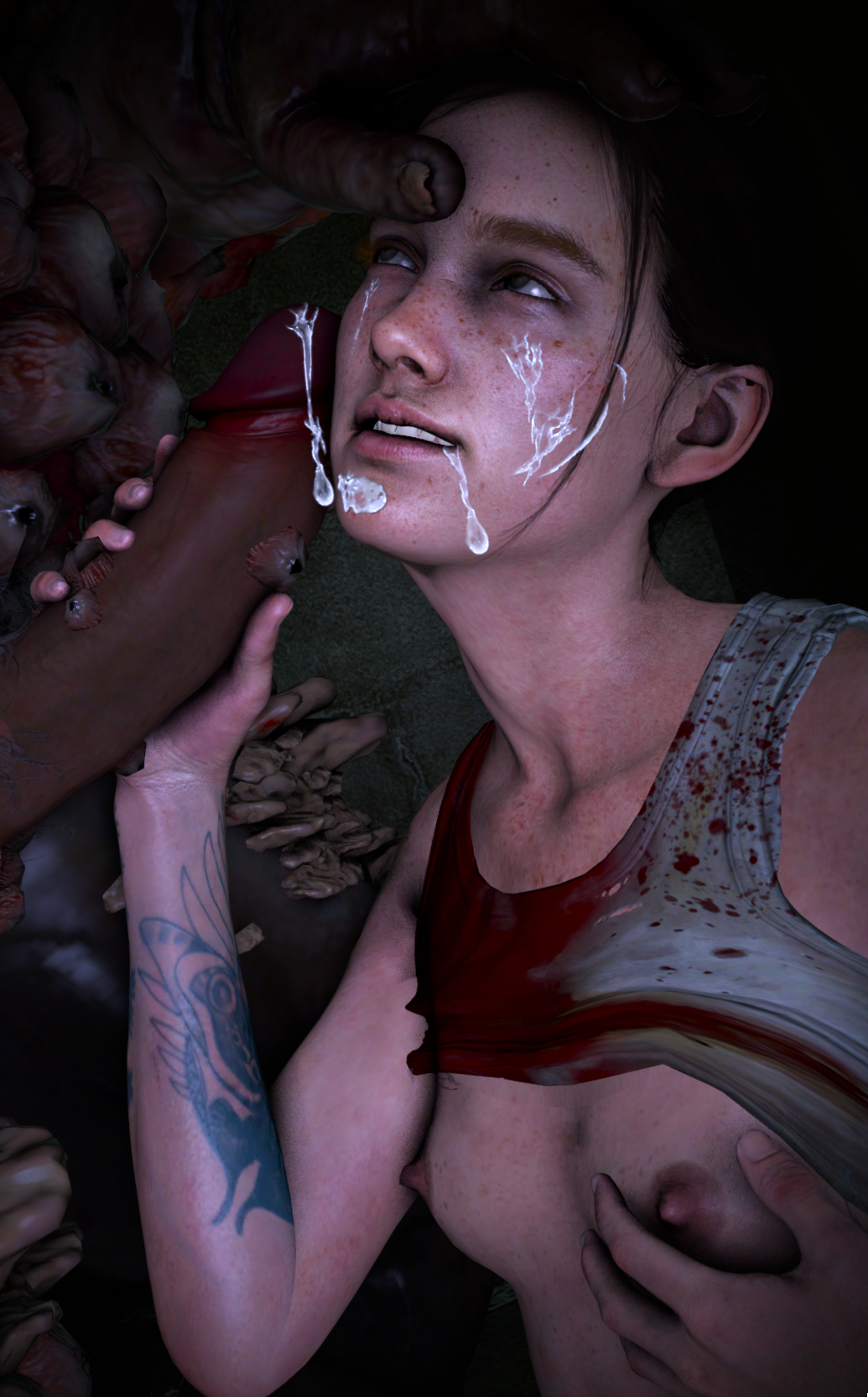 1girls 3d bloater bloater_(the_last_of_us) cum_on_face cumshot ellie_(the_last_of_us) ellie_williams facial monster monster_cock poster sfm skeletron27 source_filmmaker the_last_of_us the_last_of_us_2