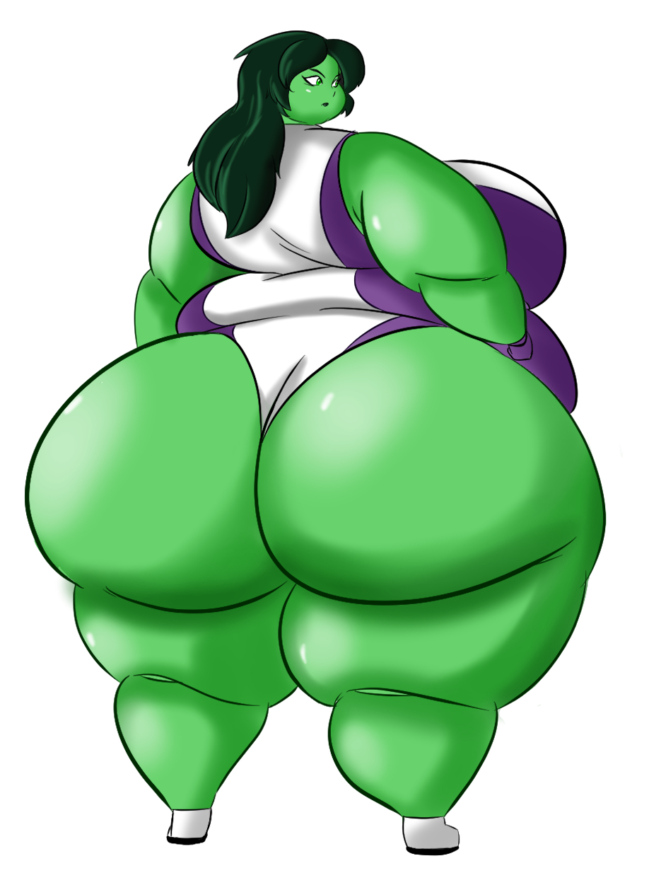 1girls ass back_fat bbw belly big_ass big_belly big_breasts big_butt dark_green_hair facing_away fat fat_ass fat_butt fat_woman female female_only giant_ass gigantic_ass gloves green_body green_hair green_skin huge_ass huge_butt hulk_(series) leotard marvel marvel_comics obese overweight overweight_female plump_thighs rear_view samuraibo she-hulk solo solo_female ssbbw superhero superheroine thick_thighs thunder_thighs white_background