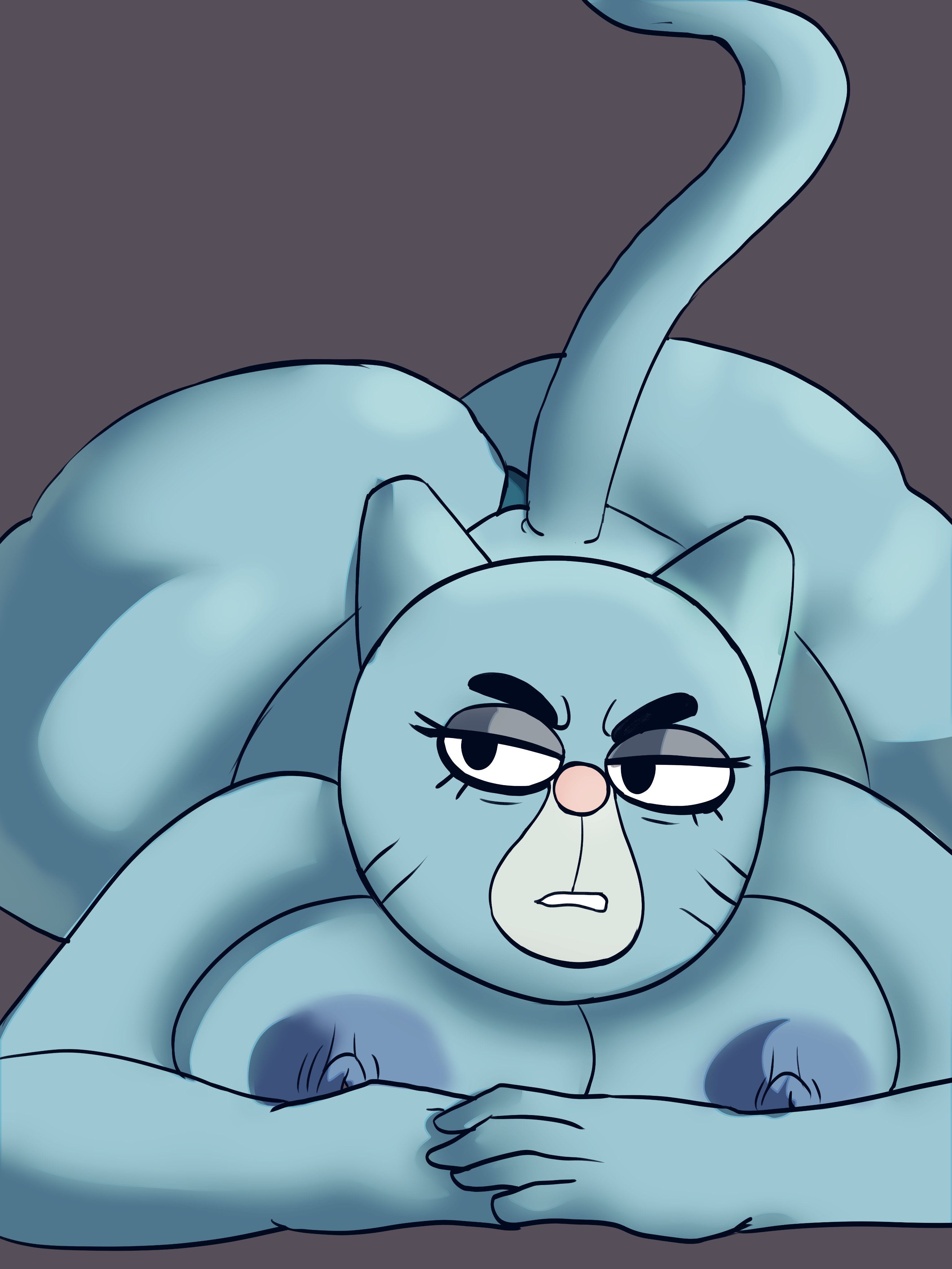 2021, absurd res, angry, areola, areolae, ass, breasts, cartoon network, eyelashes, eyeliner, felid, feline, female, female focus, female only, fur, furry, gilf, grandmother, jack-o pose, mary senicourt, nipples, simple background, solo, solo focus, tagme, tail, the amazing world of gumball, thick thighs, thighs, tool01k, unpleasure face