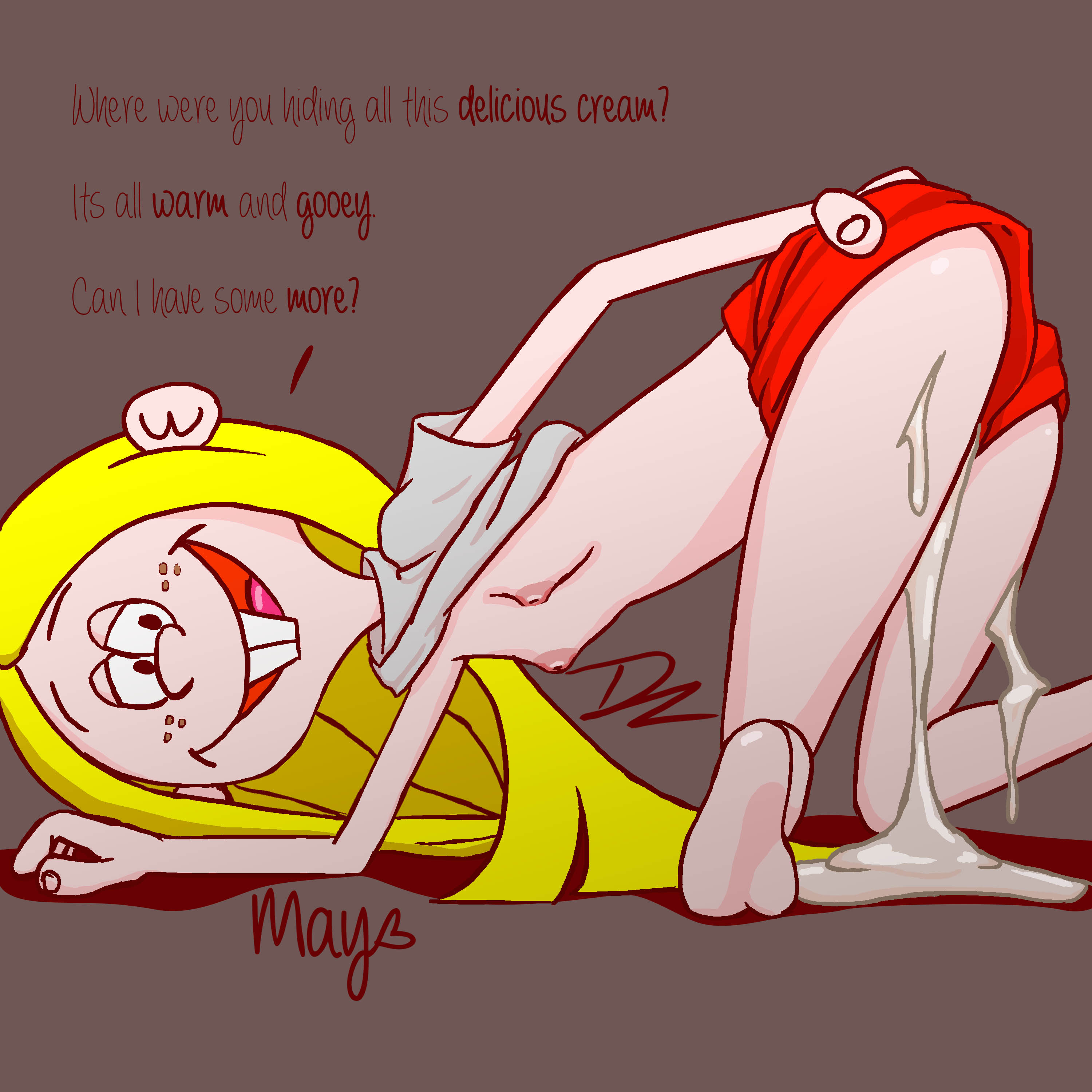 breasts, clothing, cum, cum inside, dripping cum, dzyer, ed edd n eddy, female, kanker sisters, long hair, may kanker, straight hair, text