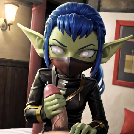 1girls ai_generated green_skin skylanders stealth_elf