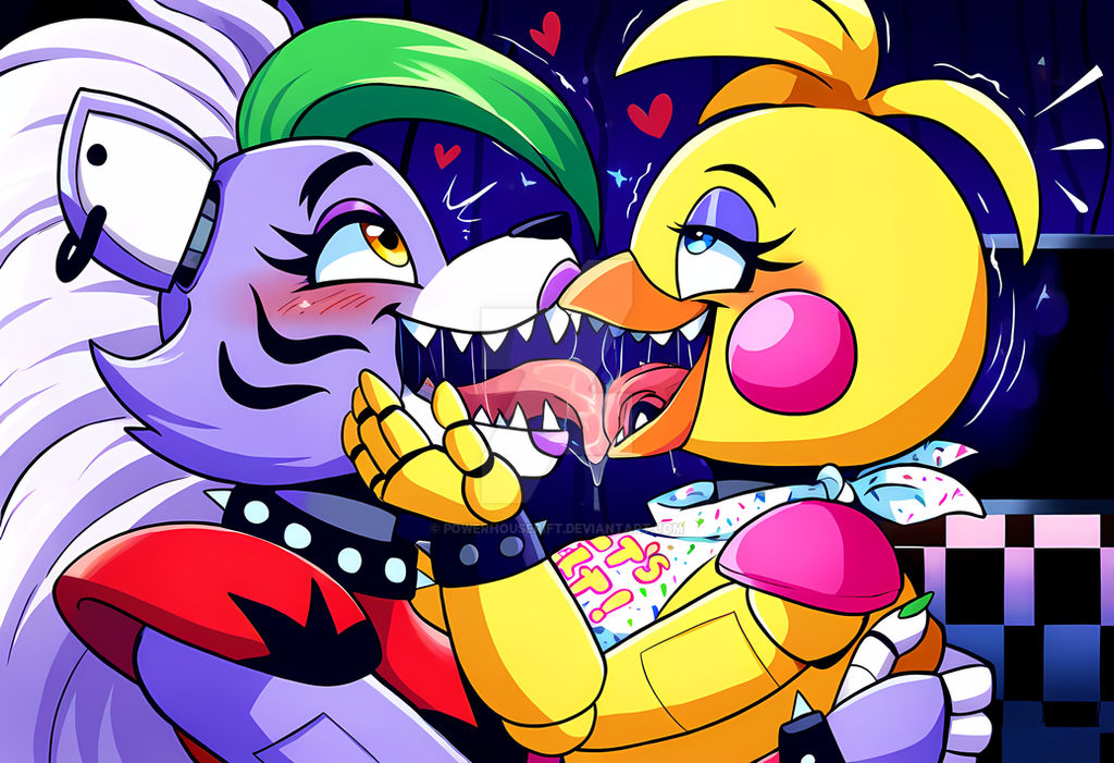 2girls ahe_gao ai_generated five_nights_at_freddy's five_nights_at_freddy's:_security_breach five_nights_at_freddy's_2 fnaf french_kissing kissing looking_at_partner powerhouserift roxanne_wolf_(fnaf) tongue_kiss tongue_touching_another's_tongue tongues_touching toy_chica_(fnaf) yuri