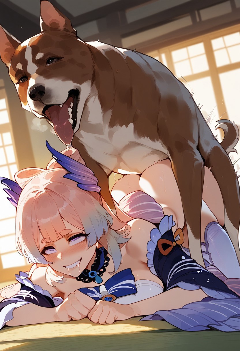 ai_generated big_ass canine danyan doggy_style dominant_feral femsub feral_on_female genshin_impact interspecies large_ass sangonomiya_kokomi thick_ass zoophilia