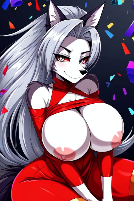 ai_generated birthday_celebration female furry helluva_boss loona_(helluva_boss)